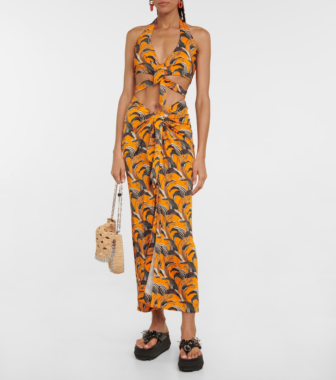 Printed halterneck crop top | Rabanne