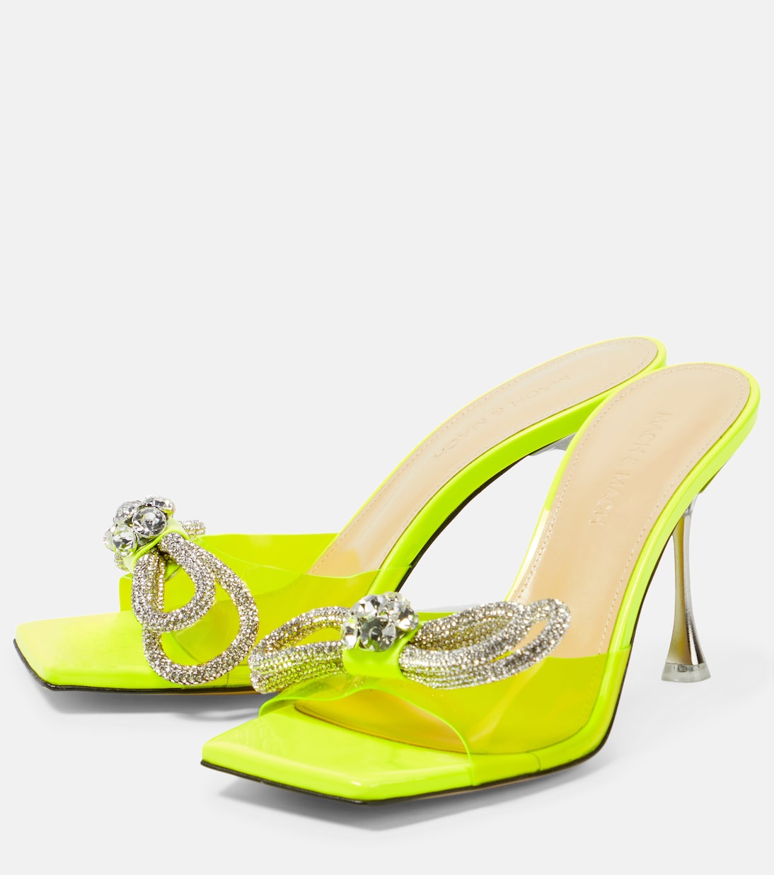 Double Bow embellished PVC mules | Mach & Mach