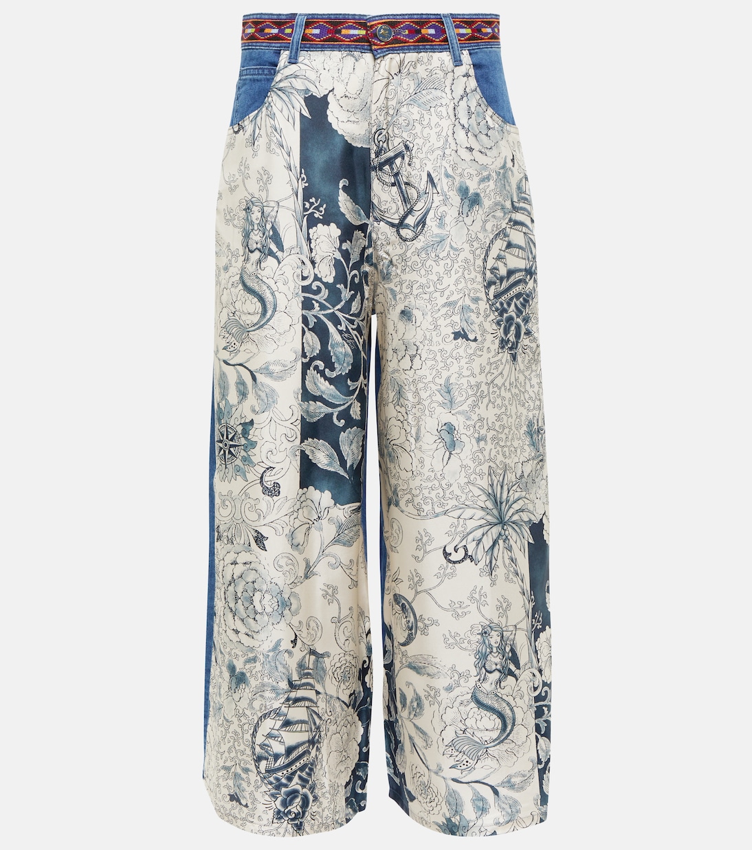 Culottes de seda y denim estampados | Etro