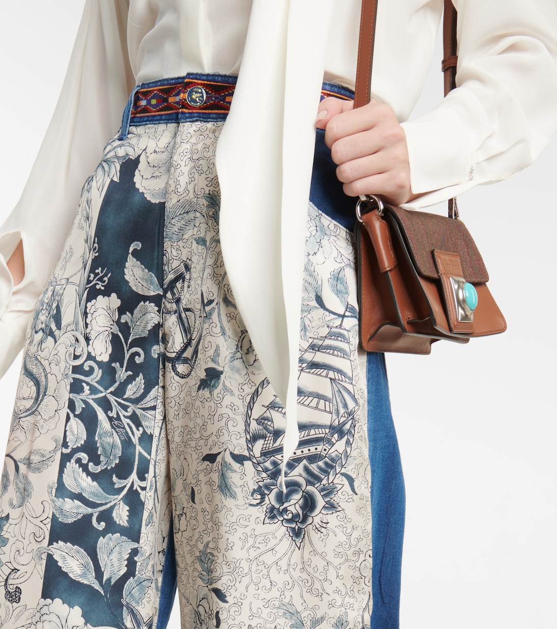 Culottes de seda y denim estampados | Etro