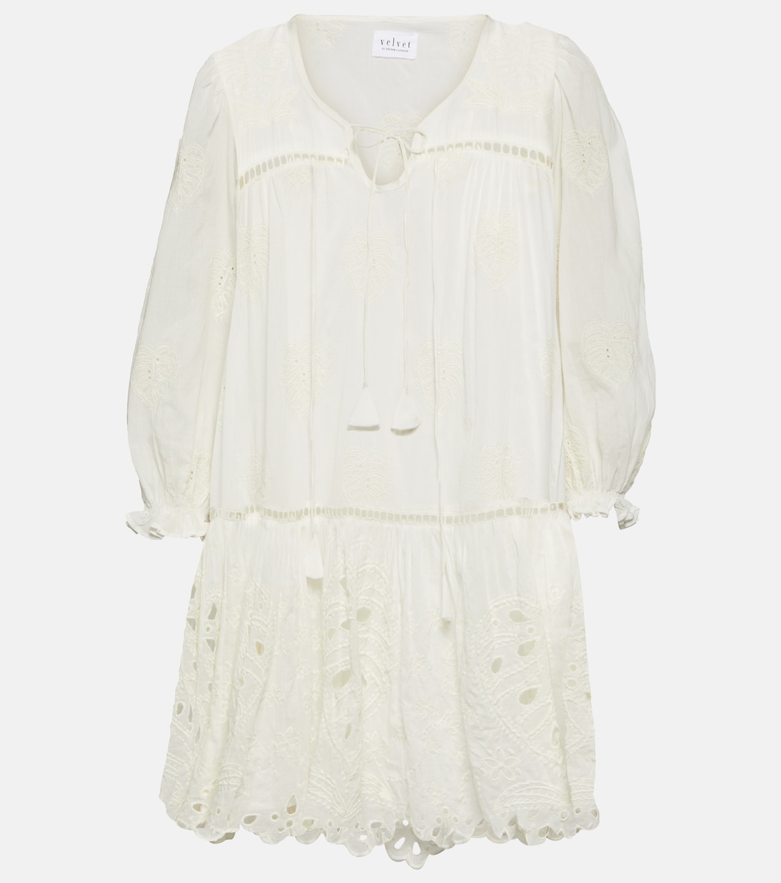 Renee embroidered cotton minidress | Velvet