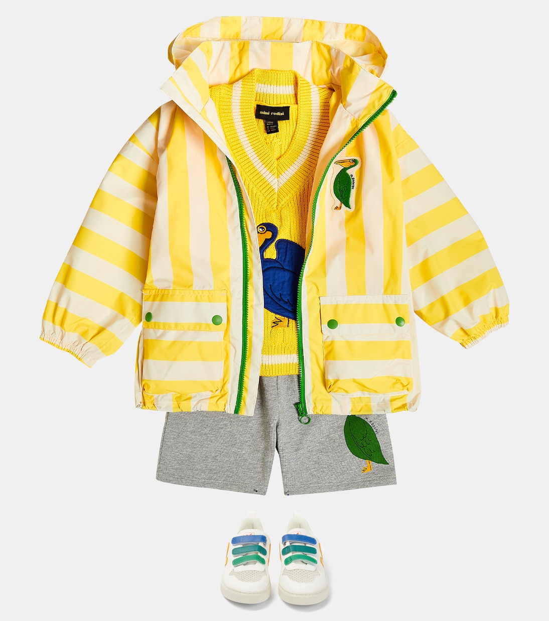 Veste imperméable brodée à rayures | Mini Rodini