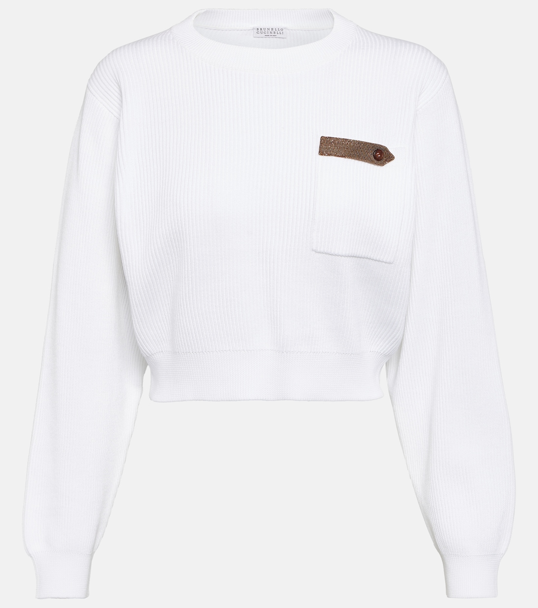 Sudadera cropped en jersey de algodón | Brunello Cucinelli