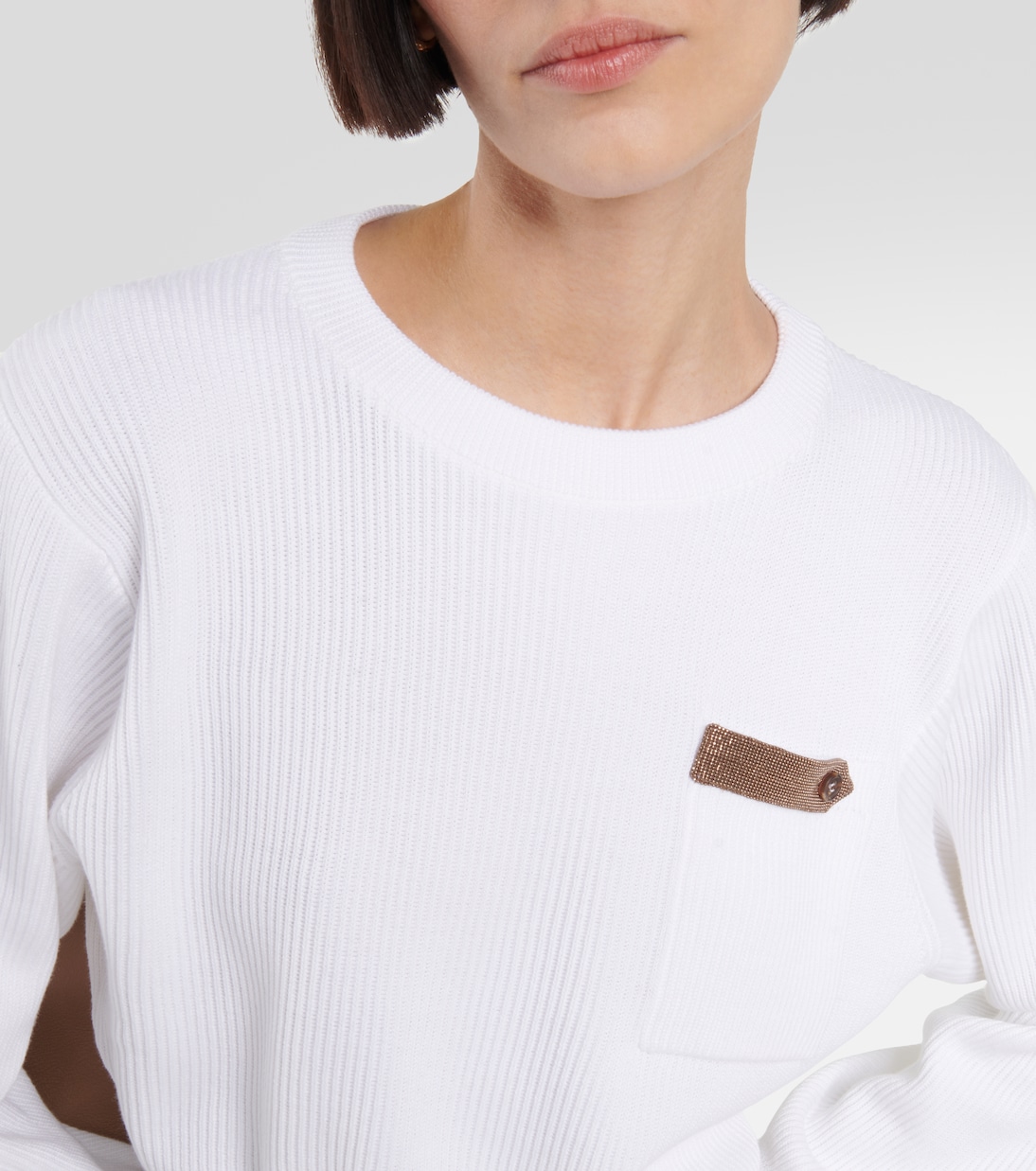Sudadera cropped en jersey de algodón | Brunello Cucinelli