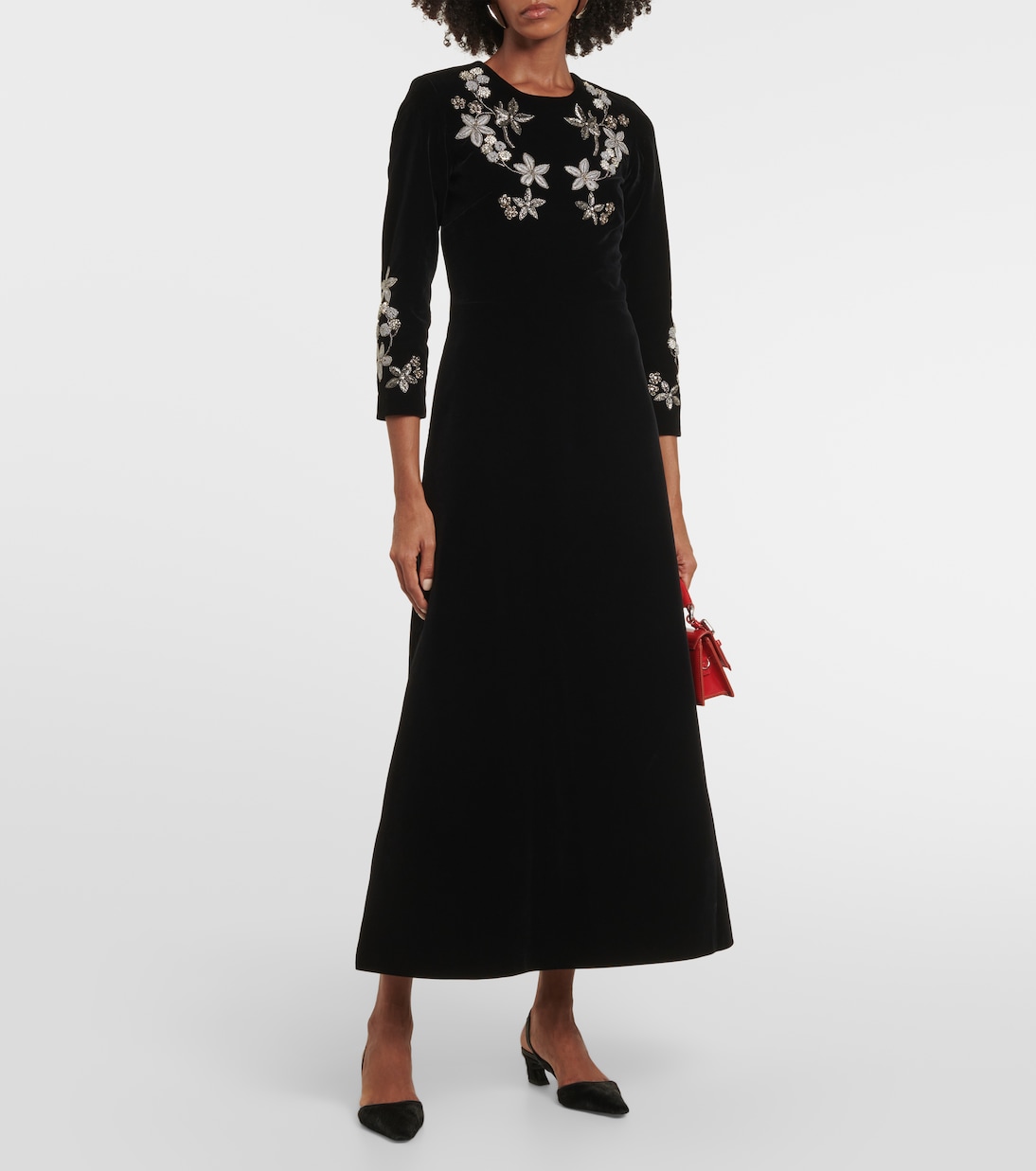 Vestido midi Dushi de terciopelo | Dodo Bar Or