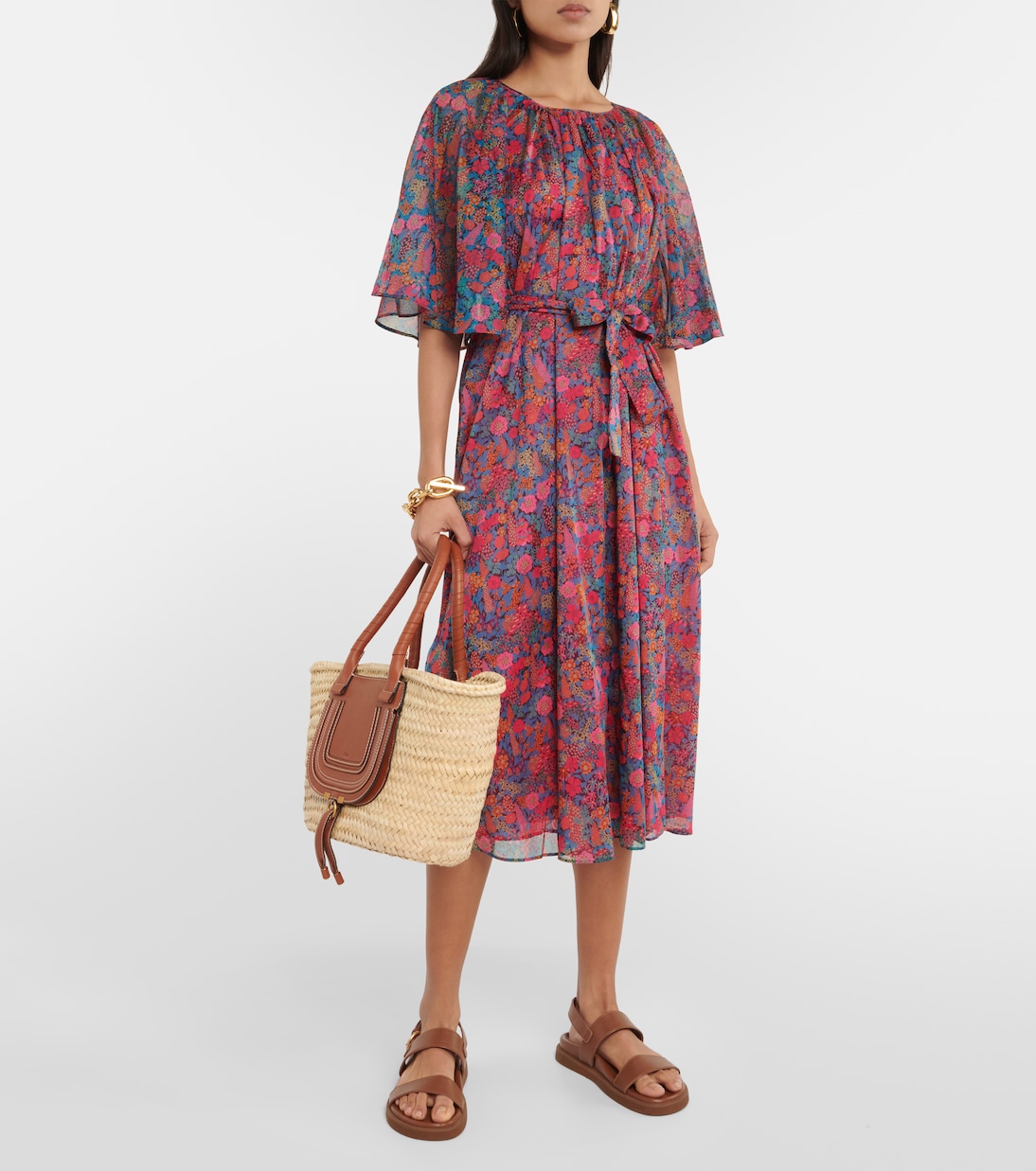 Vestido midi Daisy de algodón floral | Eres