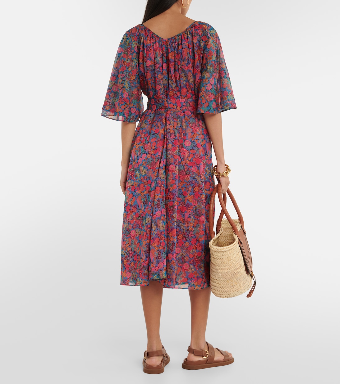 Vestido midi Daisy de algodón floral | Eres