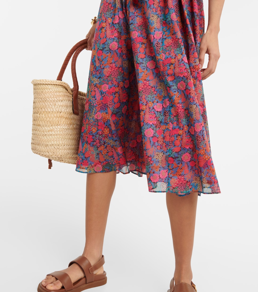 Vestido midi Daisy de algodón floral | Eres
