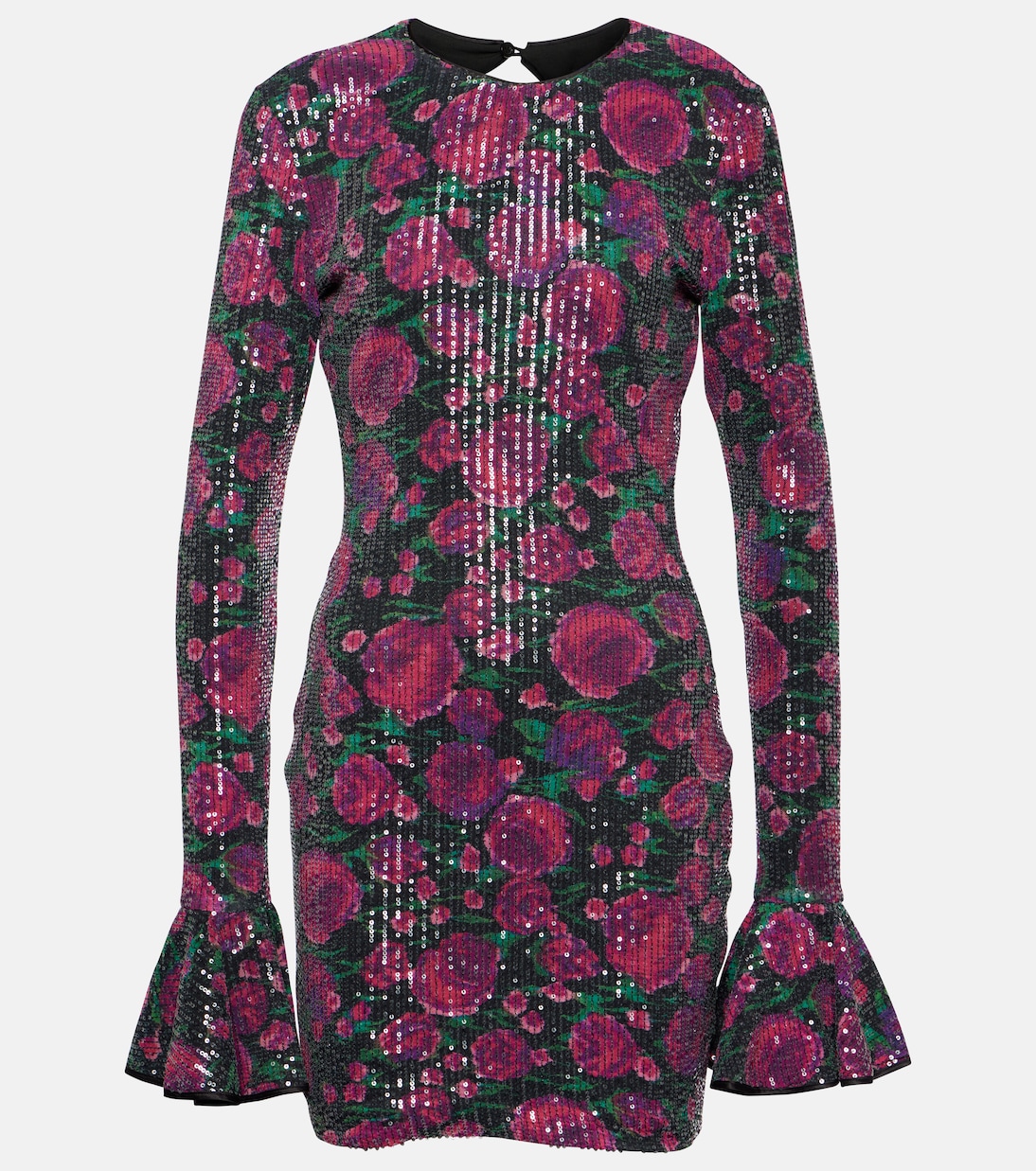 Vestido corto floral con lentejuelas | Rotate