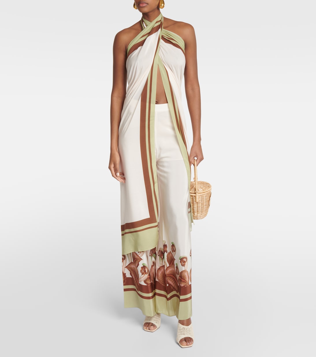 Weite High-Rise-Hose Arisaema aus Seide | Adriana Degreas