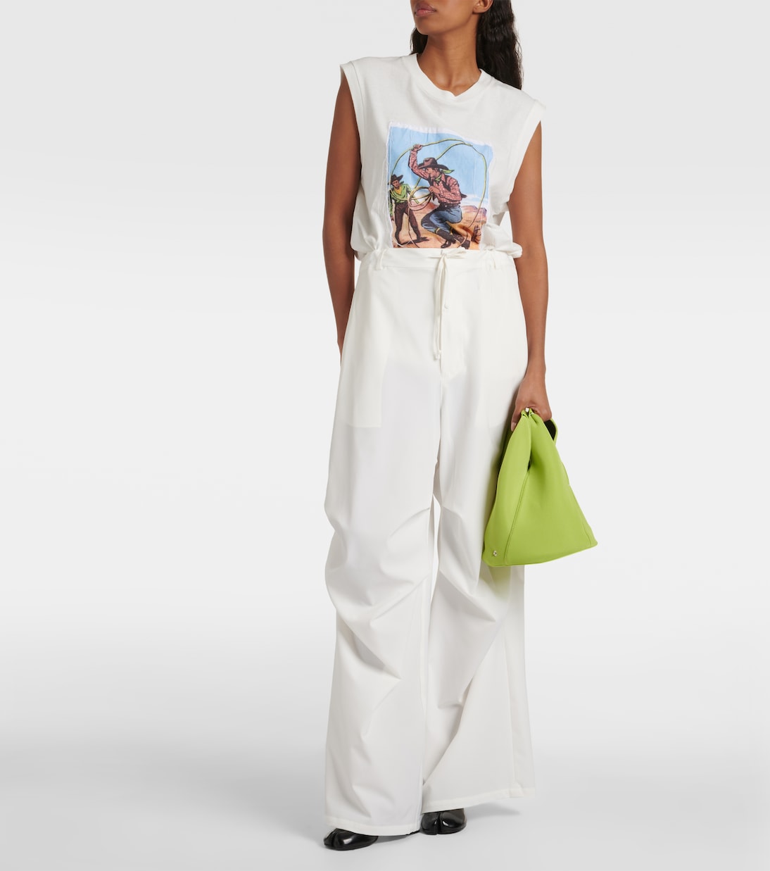 Pantaloni a gamba larga in twill a vita alta | MM6 Maison Margiela