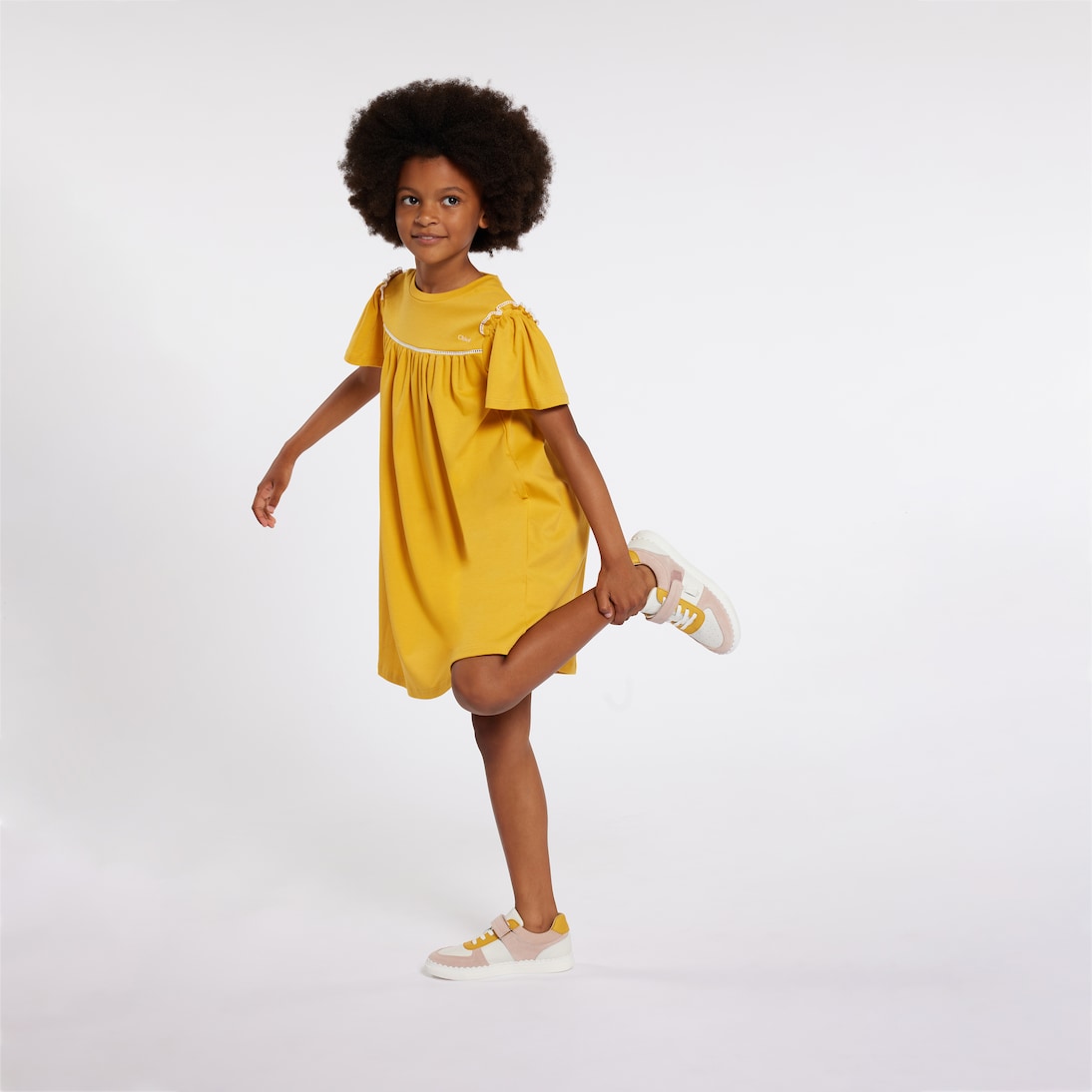 Abito in cotone con volant | Chloé Kids