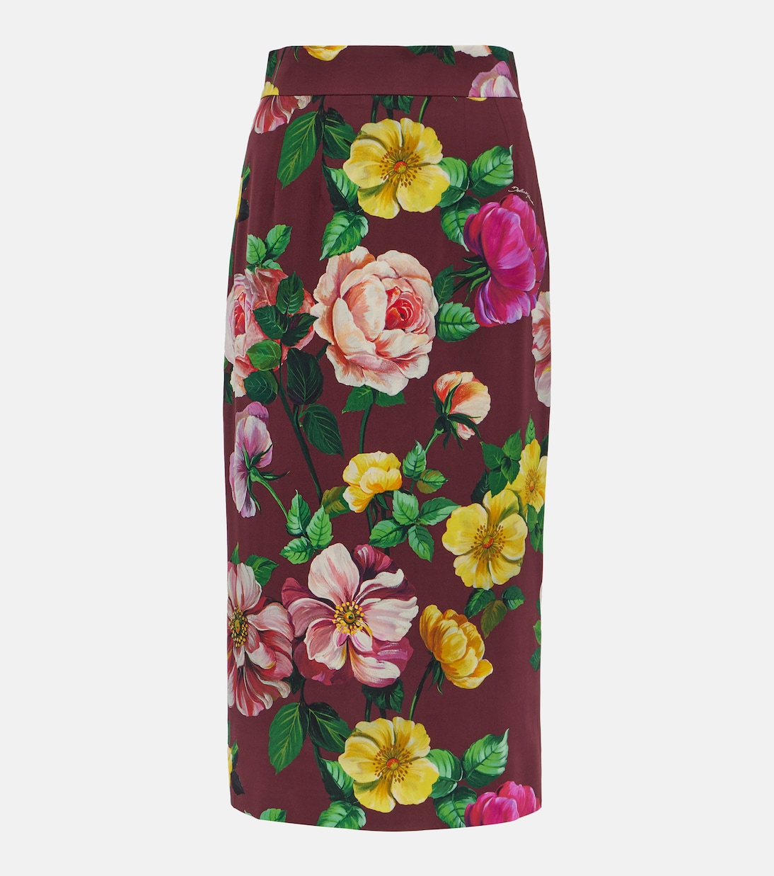 Jupe midi en soie mélangée à fleurs | Dolce&Gabbana