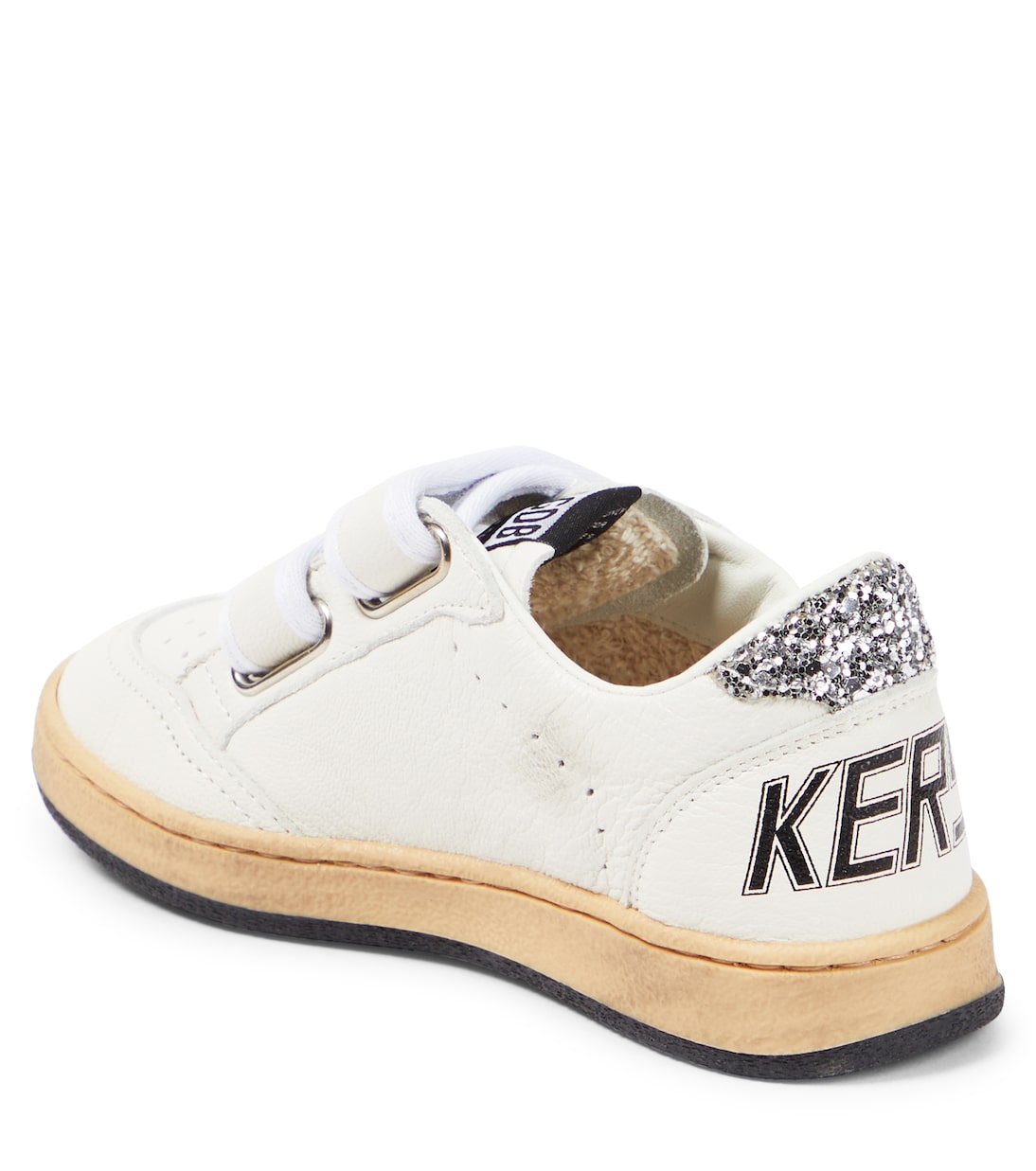 Ball Star leather and glitter sneakers | Golden Goose Kids