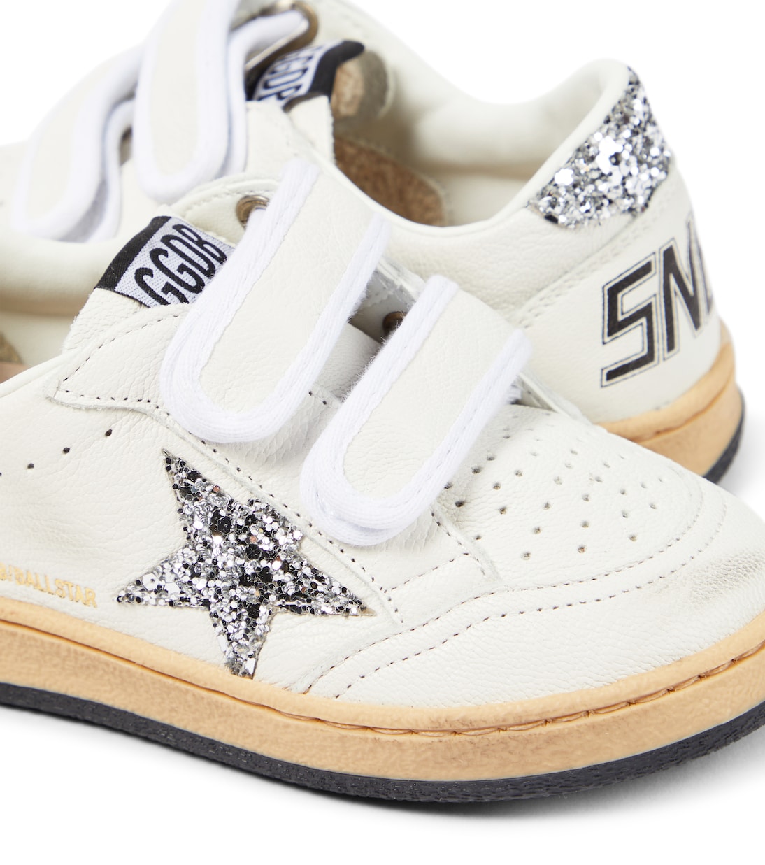 Ball Star leather and glitter sneakers | Golden Goose Kids