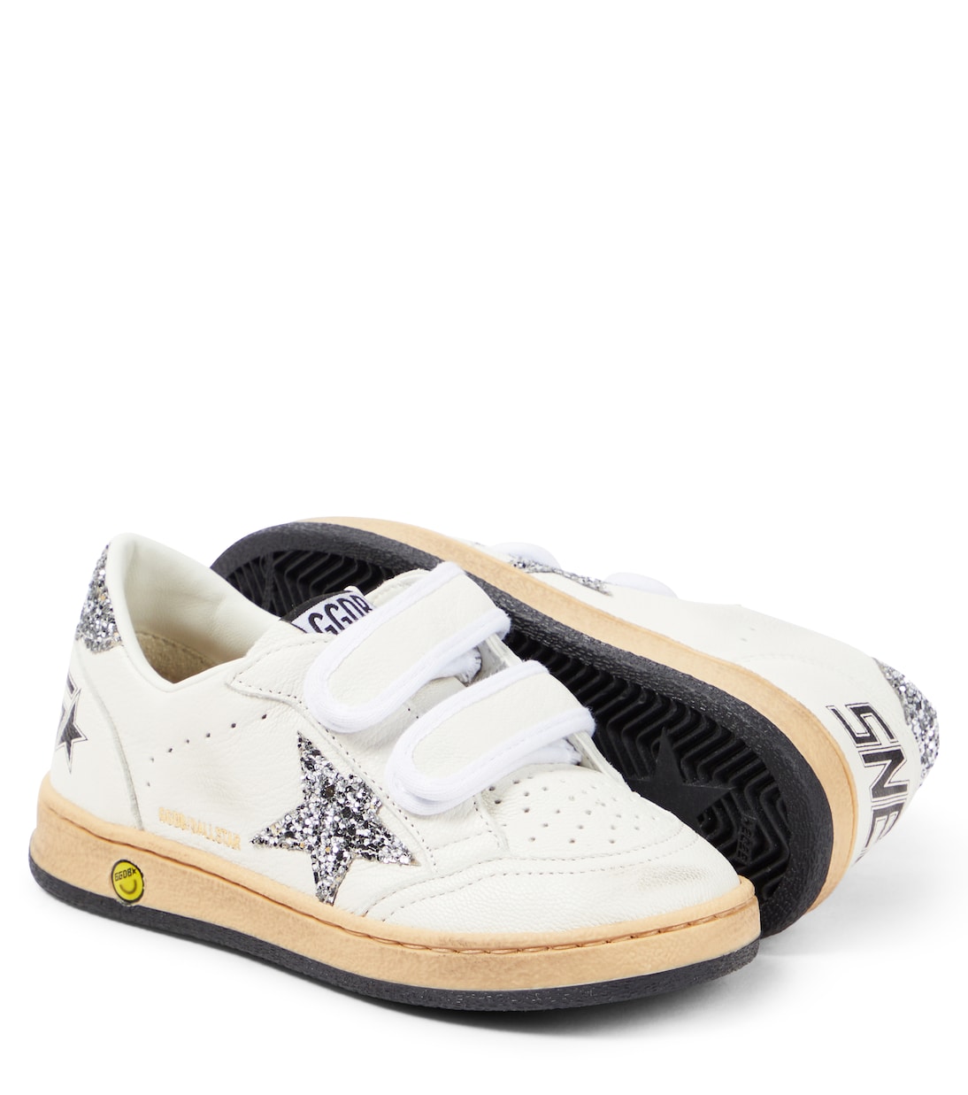 Ball Star leather and glitter sneakers | Golden Goose Kids