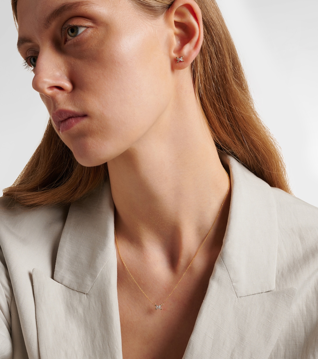 Collier Diamond Cross Stitch en or 14 ct et diamants blancs | Stone and Strand