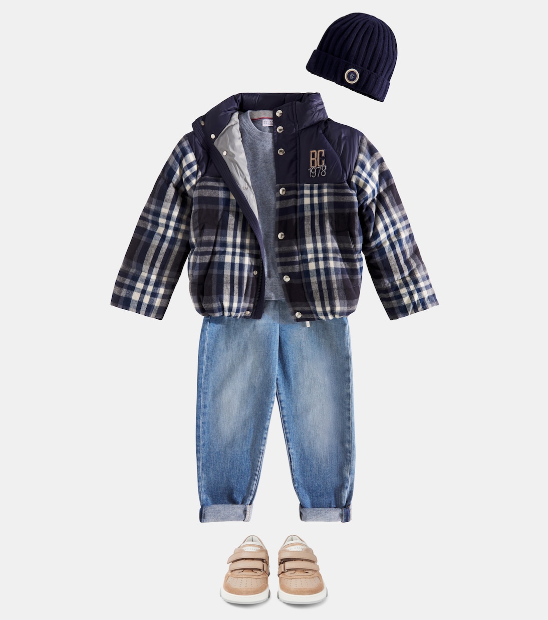 Berretto in maglia di cotone a coste | Brunello Cucinelli Kids