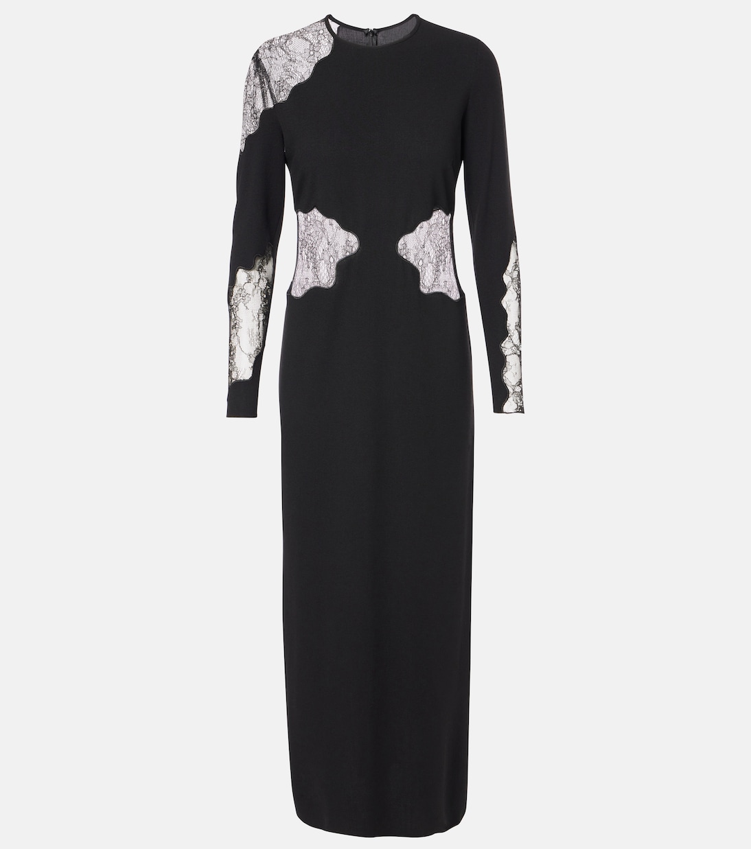 Abito lungo Enziana in crêpe di misto lana con pizzo | Max Mara