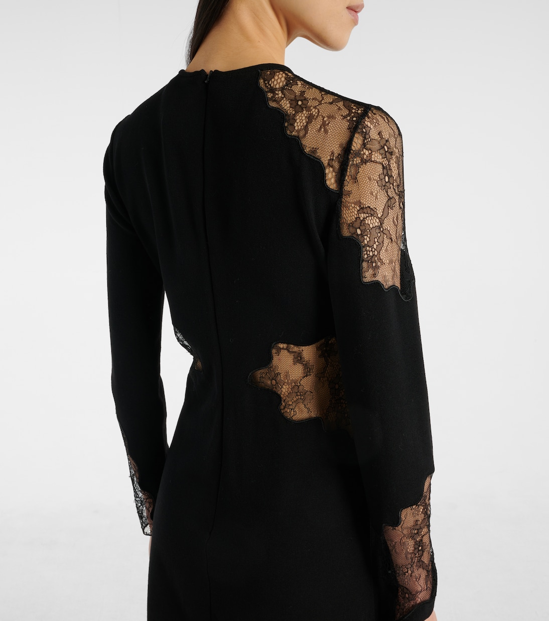 Abito lungo Enziana in crêpe di misto lana con pizzo | Max Mara