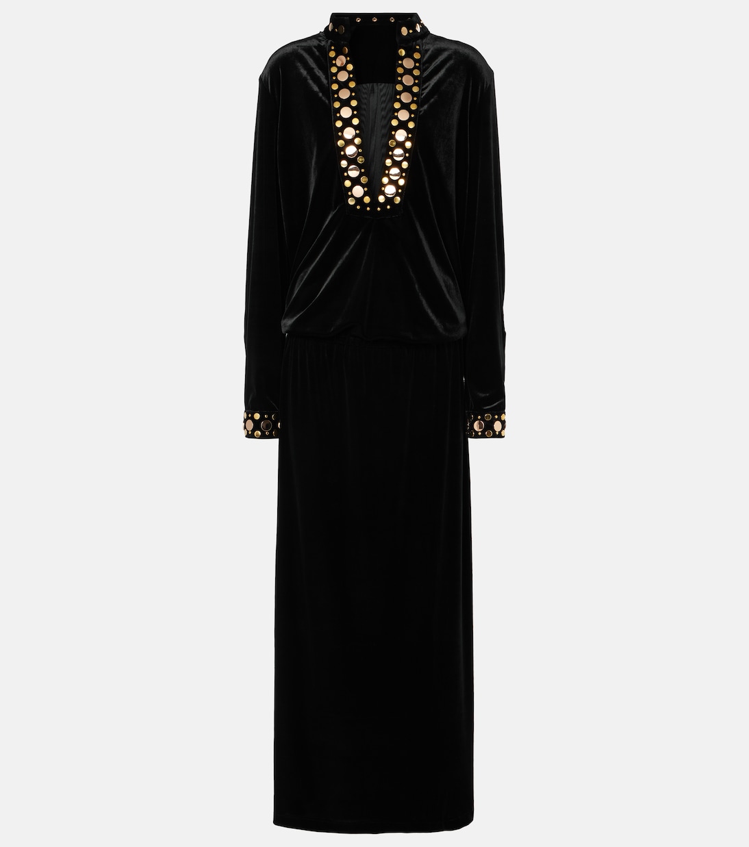 Robe longue Arol en velours à ornements | Dodo Bar Or