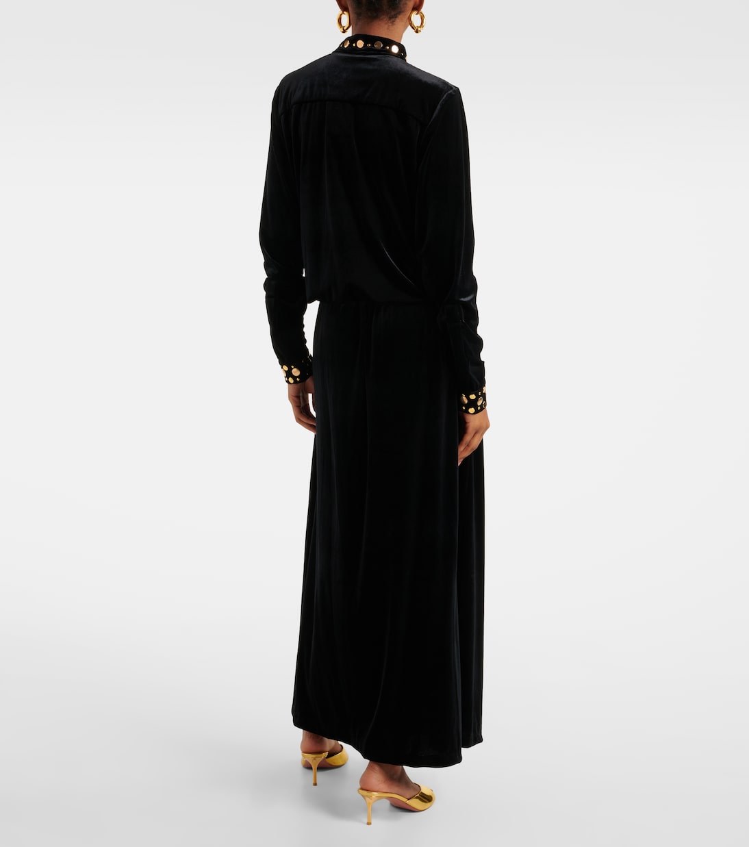 Robe longue Arol en velours à ornements | Dodo Bar Or