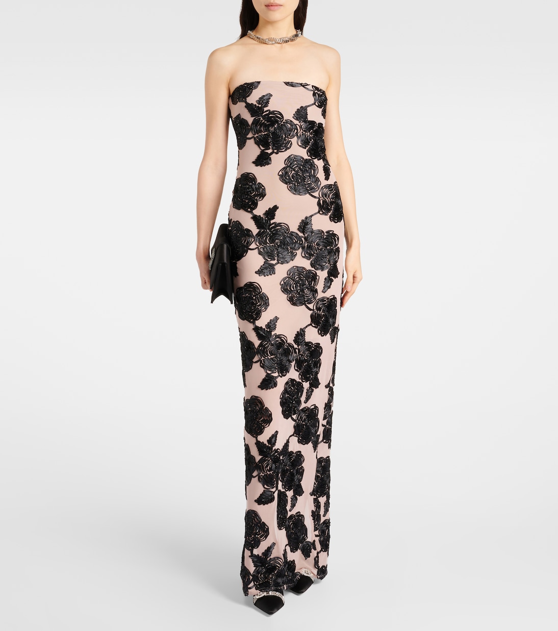 Floral mesh-trimmed gown | Rotate