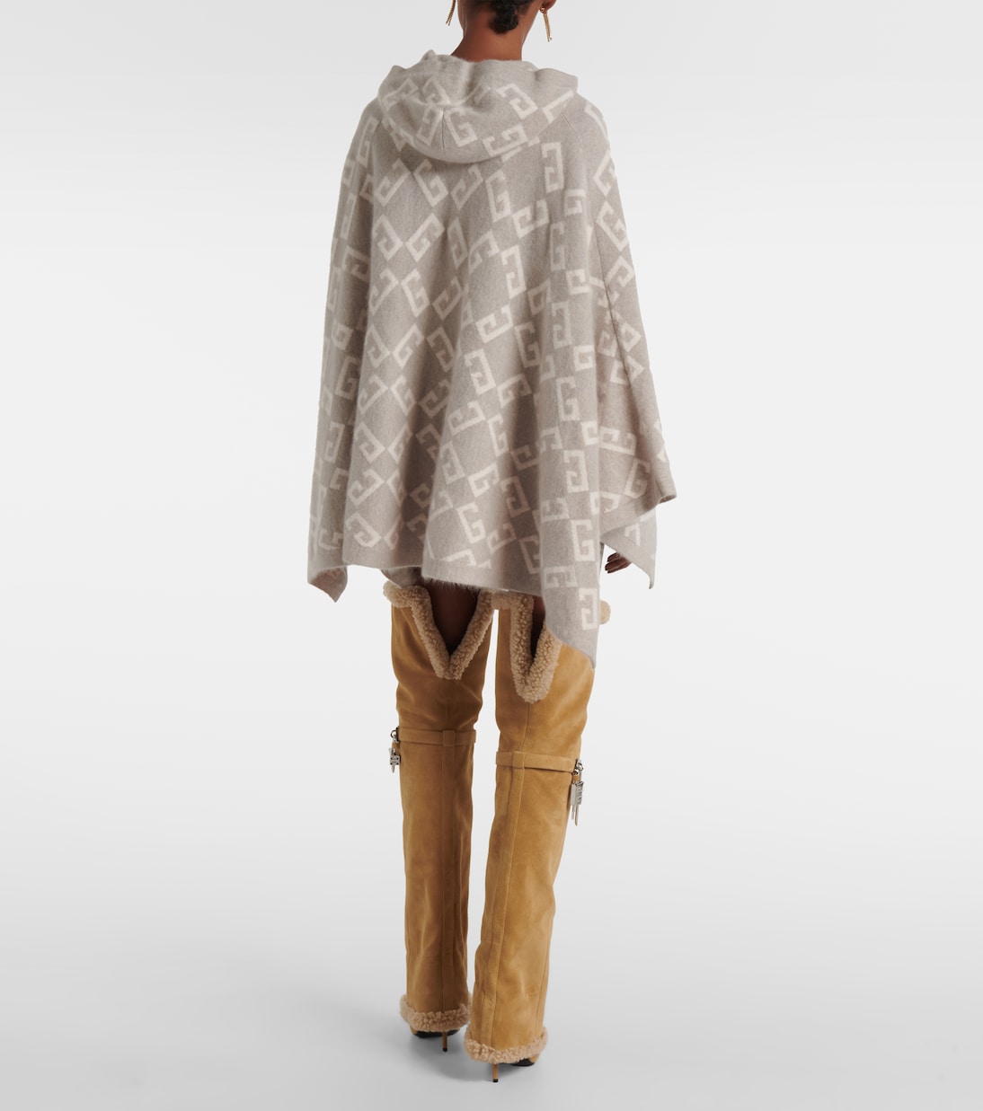 Poncho Monogram 72 à capuche en cachemire | Givenchy