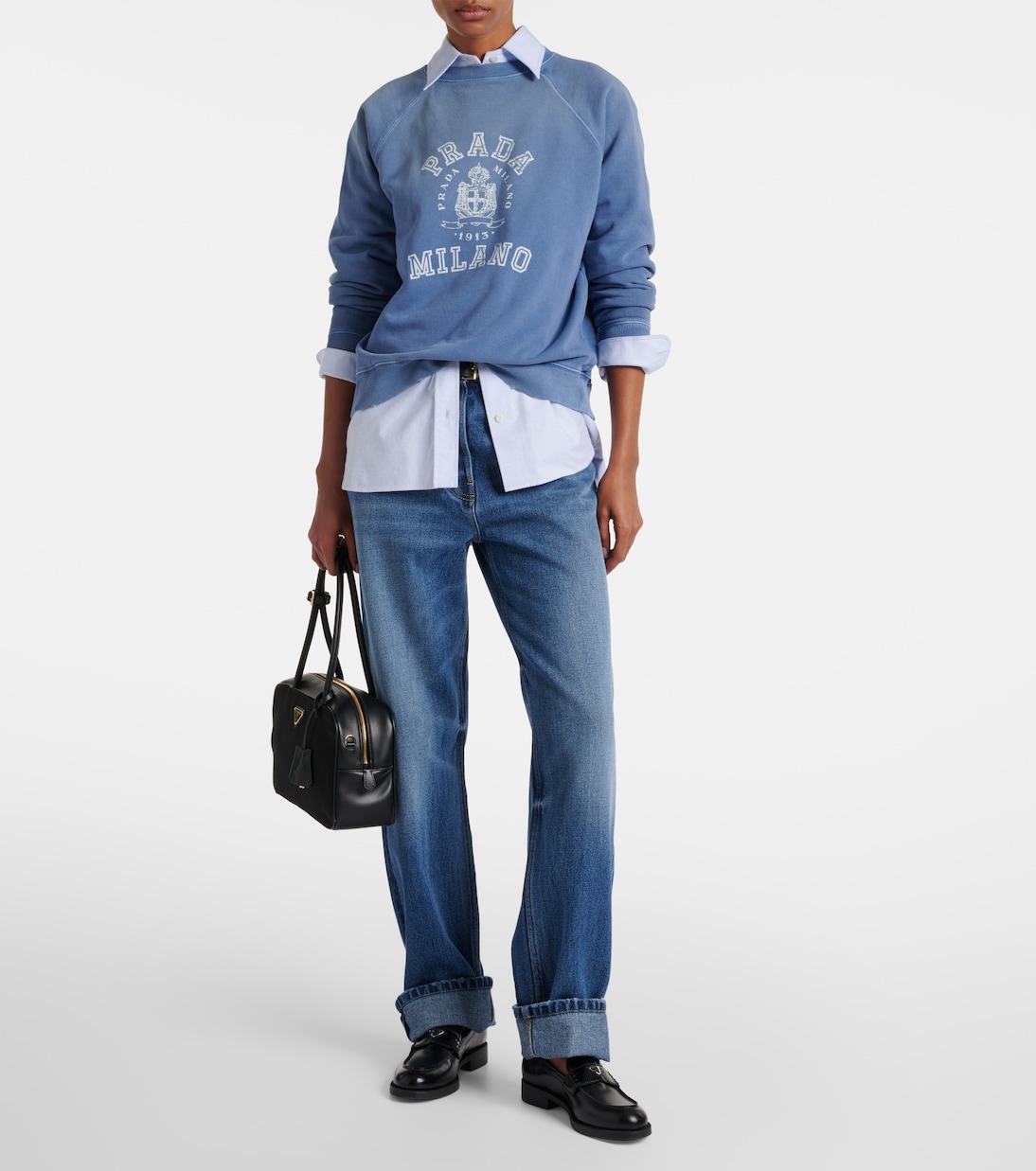 Felpa in jersey di cotone con logo | Prada