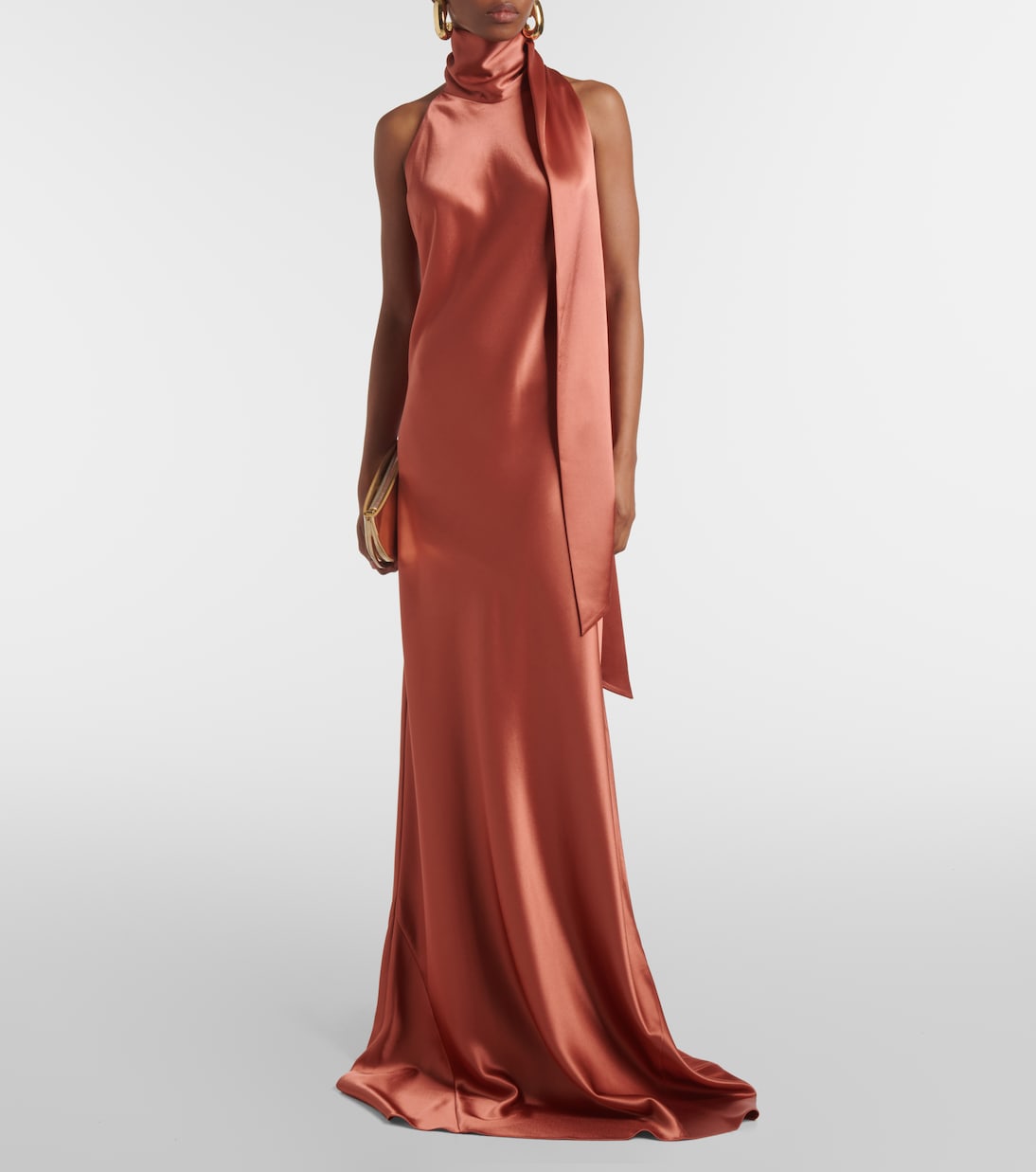 Robe longue Sienna en satin | Galvan