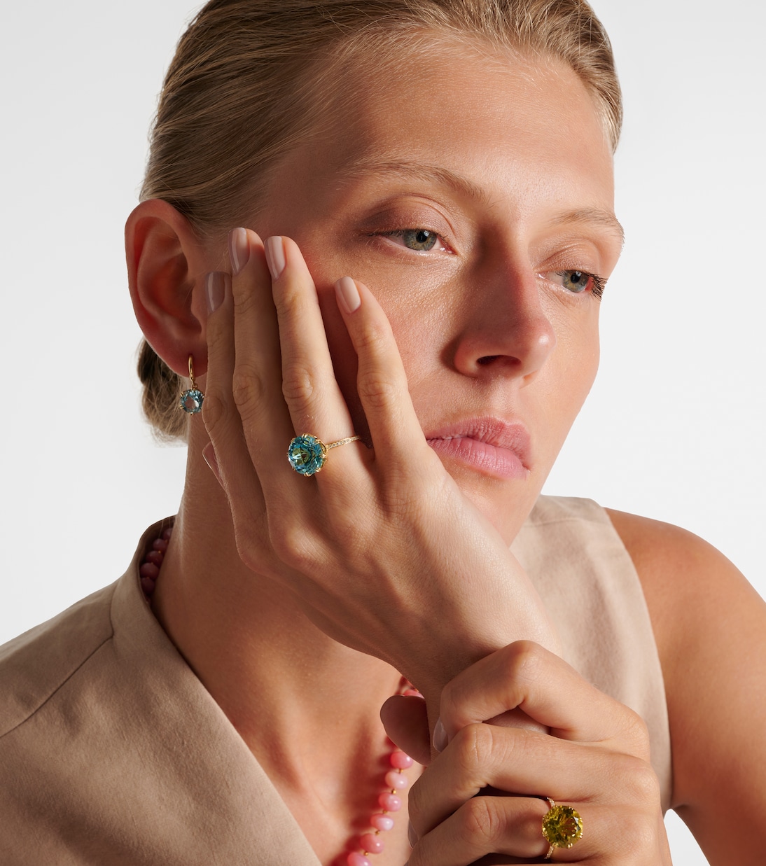 Bague Solitaire Crown en or 18 ct, topaze et diamants | Ileana Makri