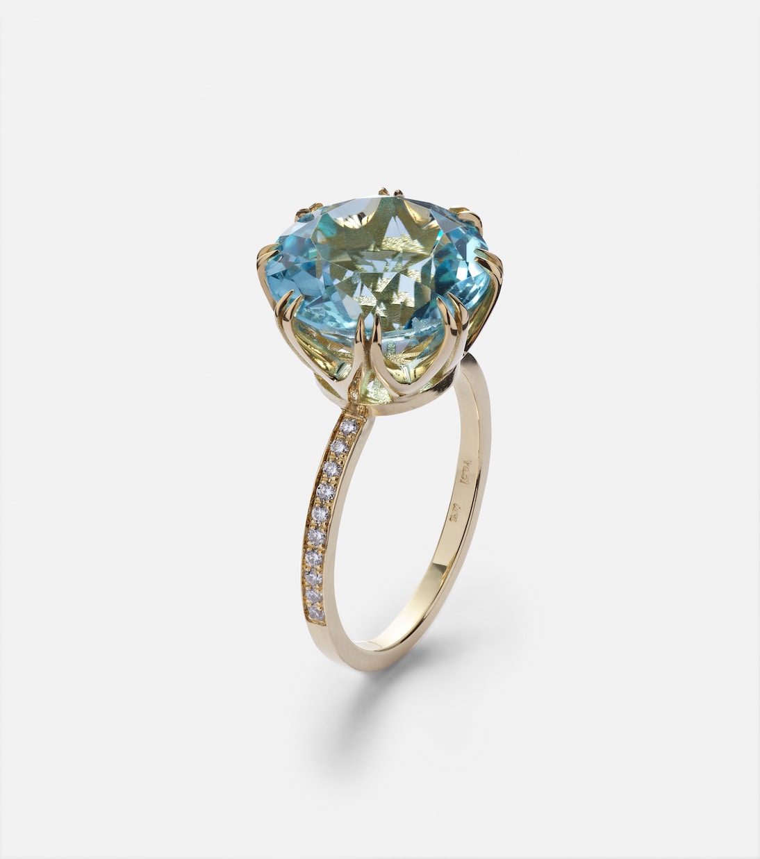 Bague Solitaire Crown en or 18 ct, topaze et diamants | Ileana Makri