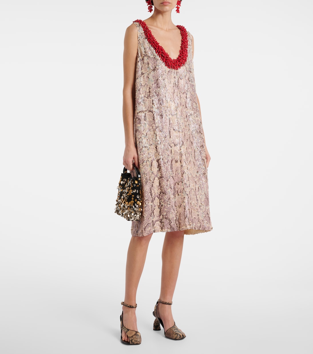 Robe midi imprimée à sequins | Dries Van Noten