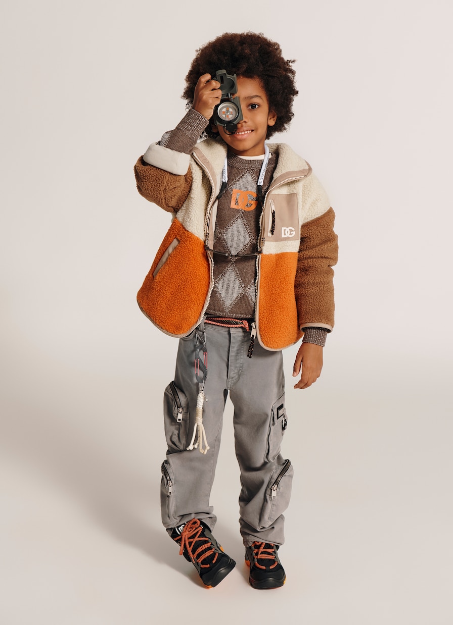 Colorblocked logo teddy jacket | Dolce&Gabbana Kids