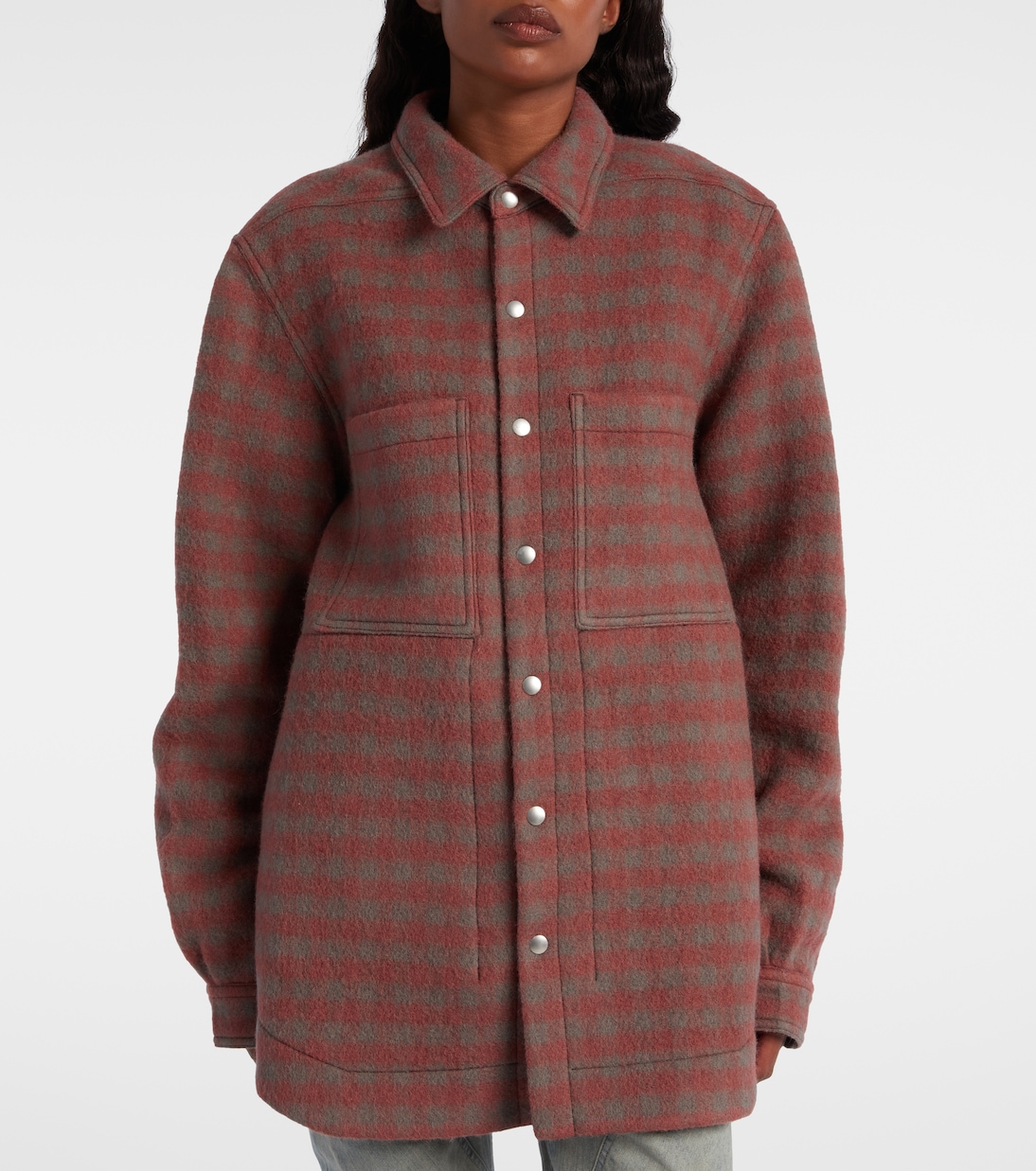 Checked virgin wool overshirt | Rick Owens