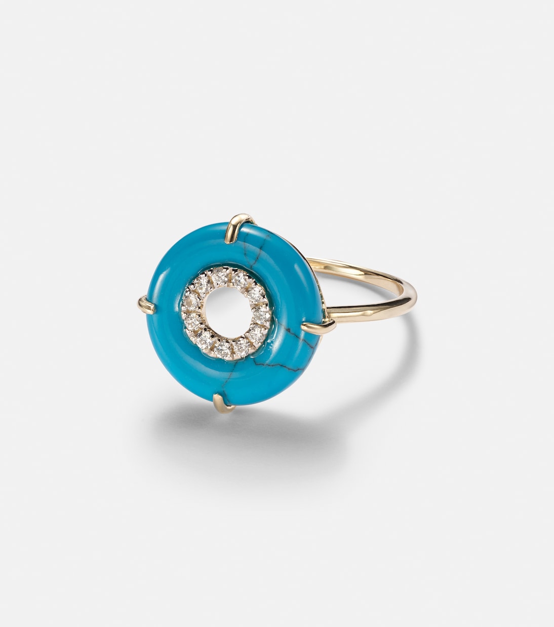 Ring aus 14kt Gelbgold mit Diamanten und Türkis | Mateo