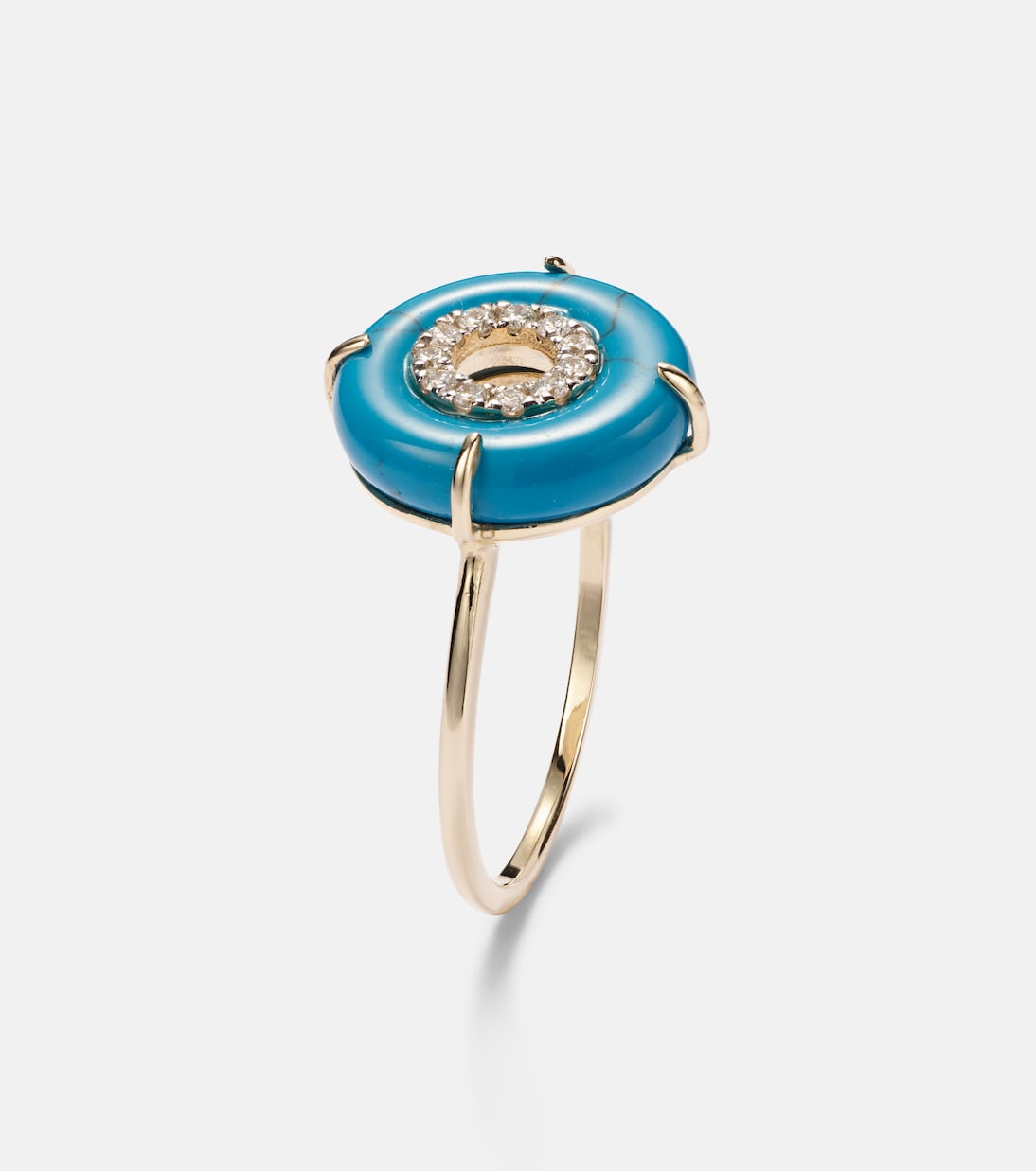 Ring aus 14kt Gelbgold mit Diamanten und Türkis | Mateo