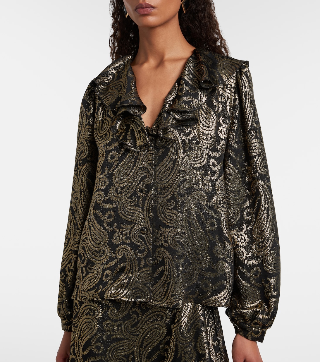 Paisley ruffled silk-blend blouse | Etro