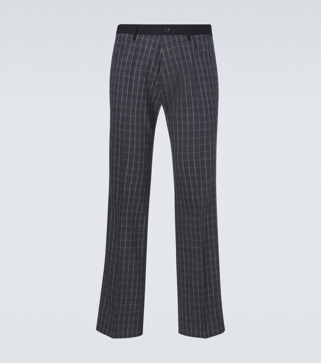 Country checked linen-blend straight pants | Wales Bonner