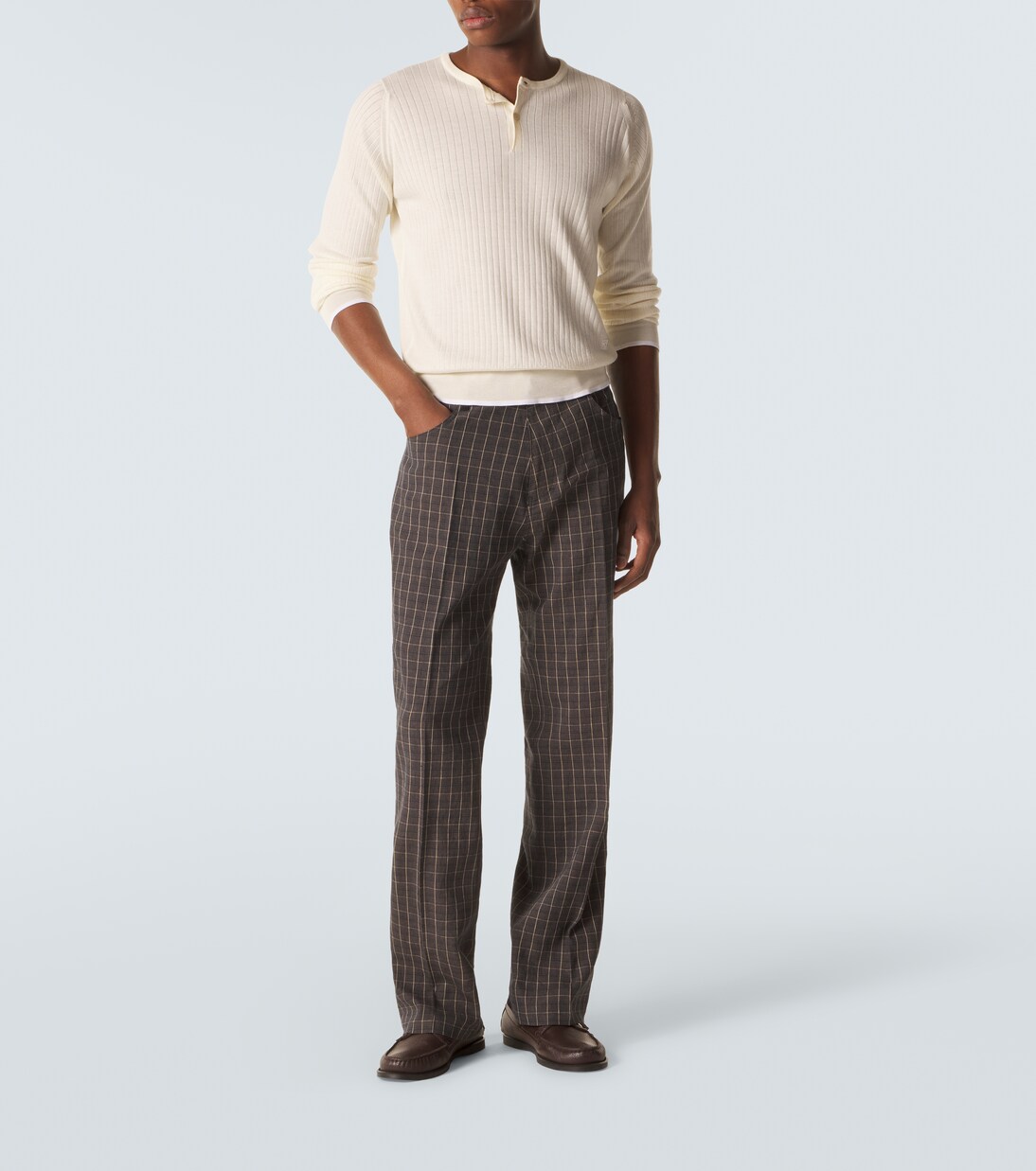 Country checked linen-blend straight pants | Wales Bonner