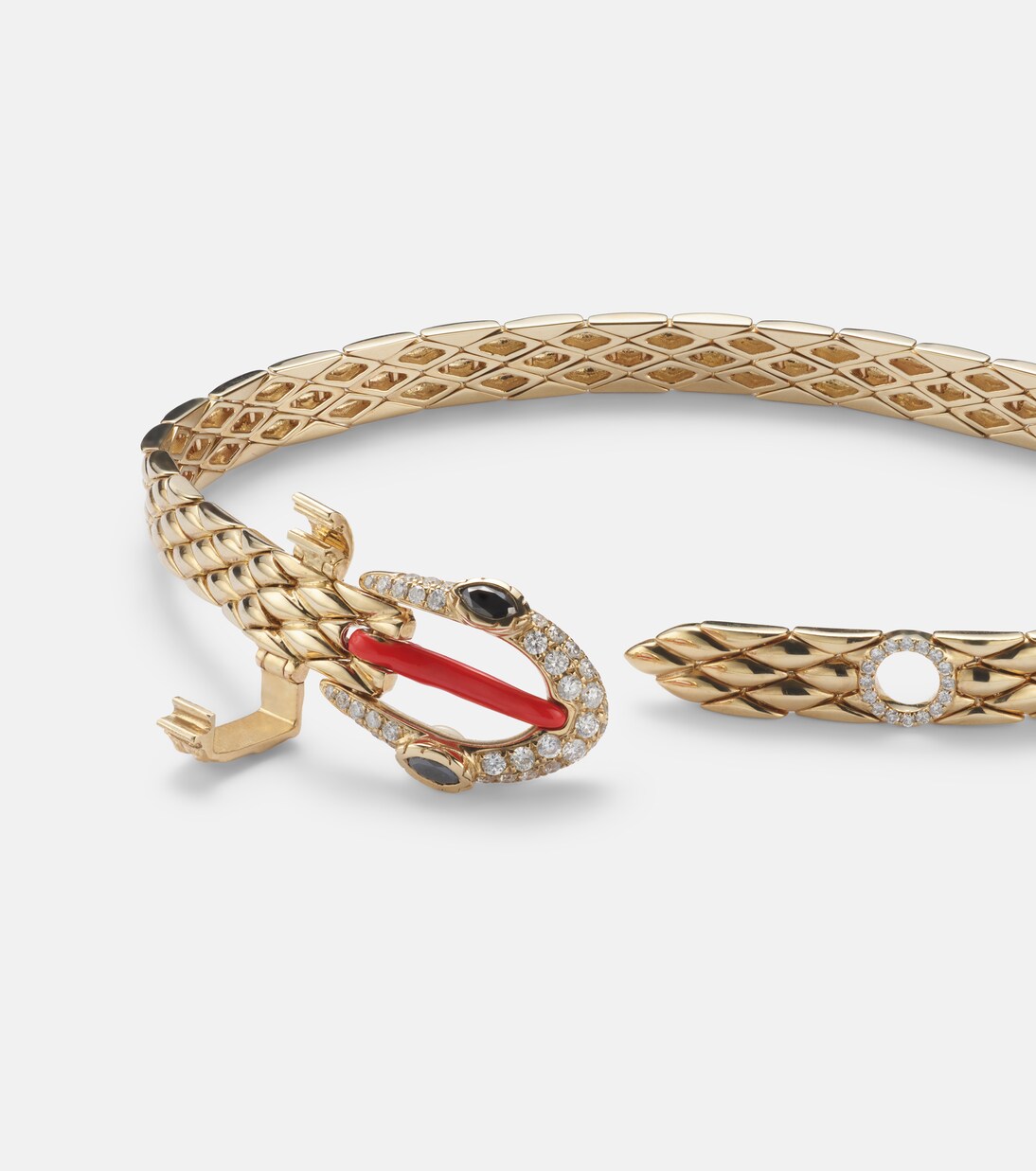 Armband Python aus 9kt Gelbgold mit Emaille und Diamanten | Yvonne Léon