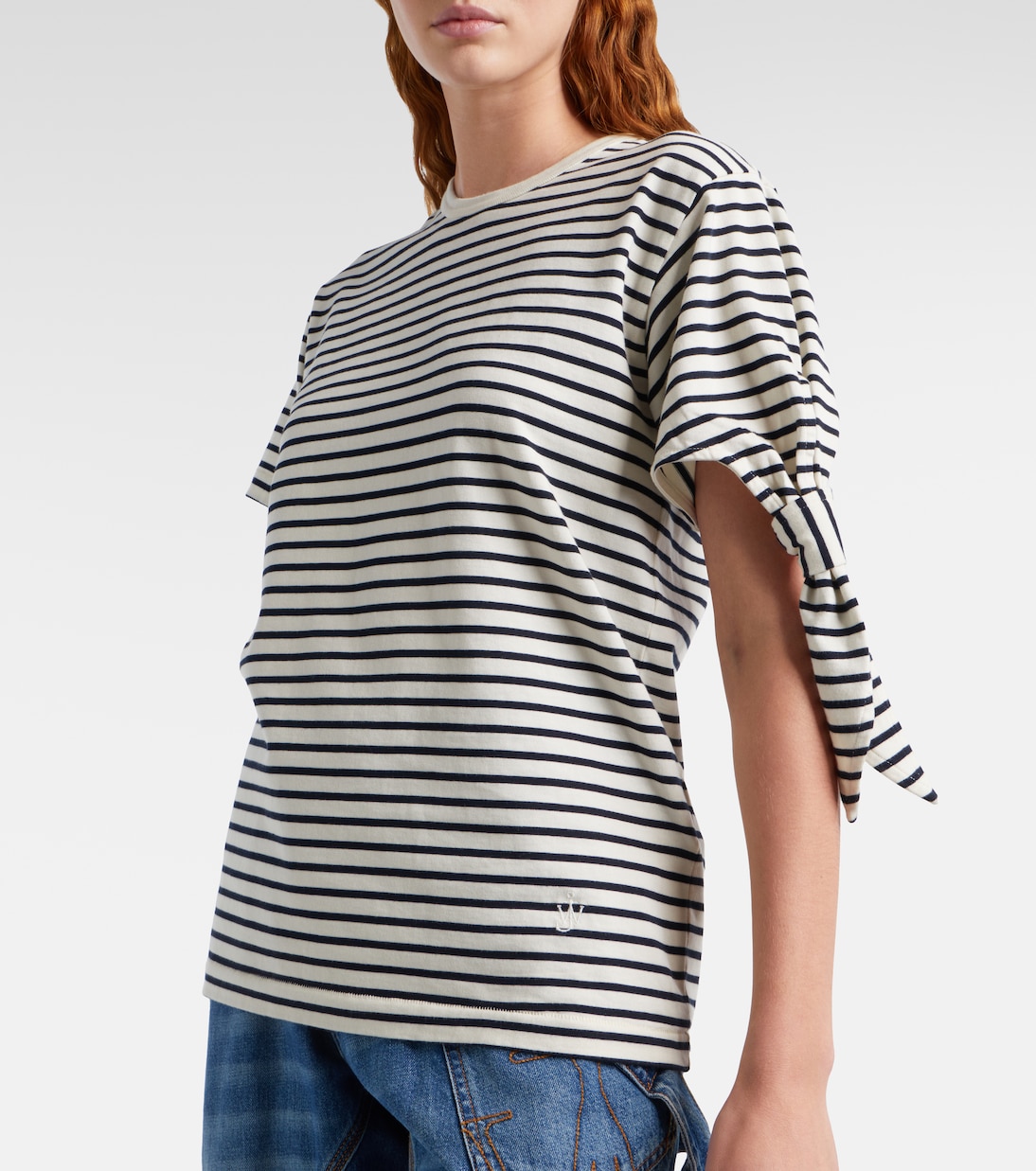 T-shirt in jersey di cotone a righe | JW Anderson