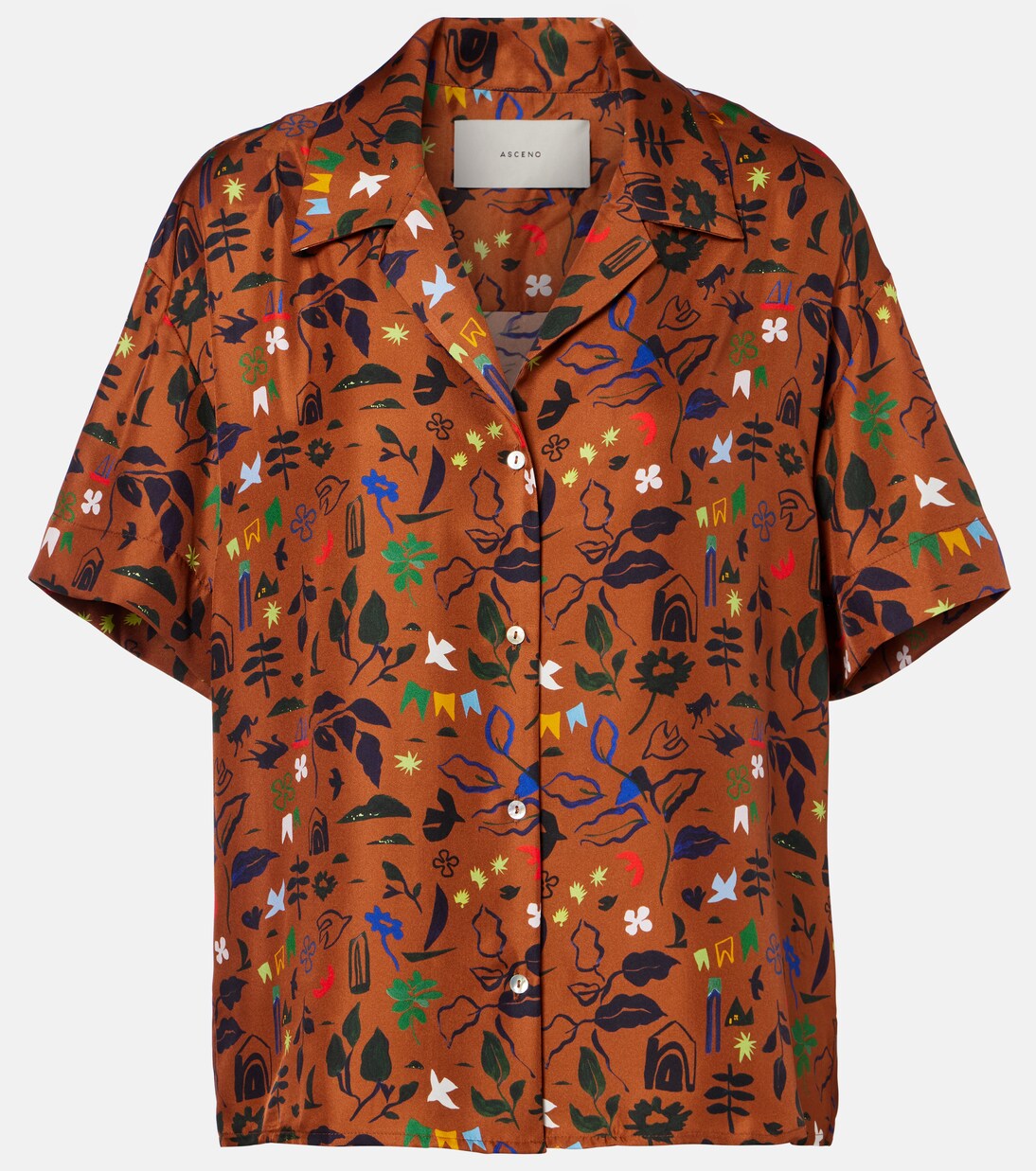 Prague printed silk twill shirt | Asceno