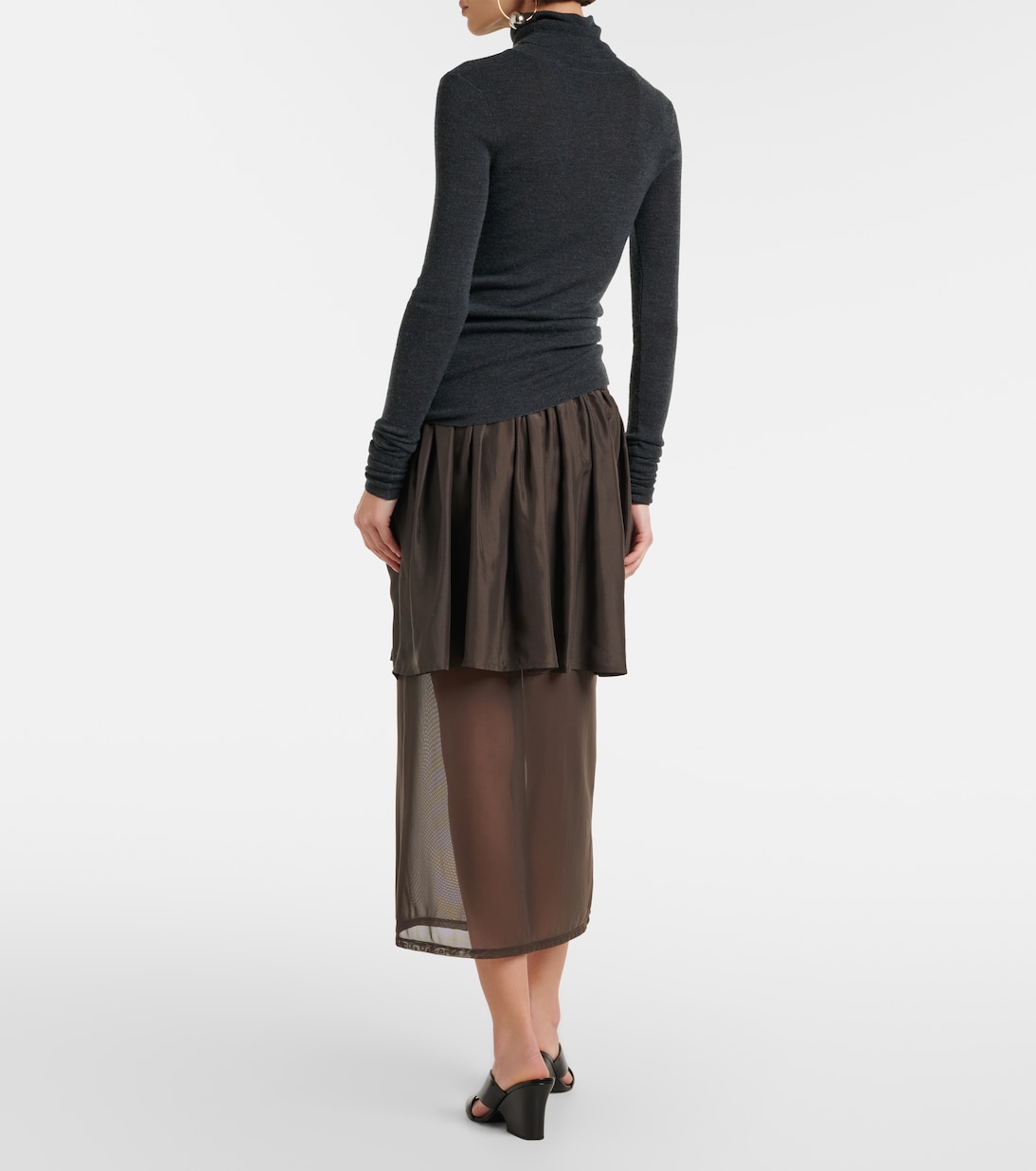 Draped semi-sheer silk midi skirt | Lemaire