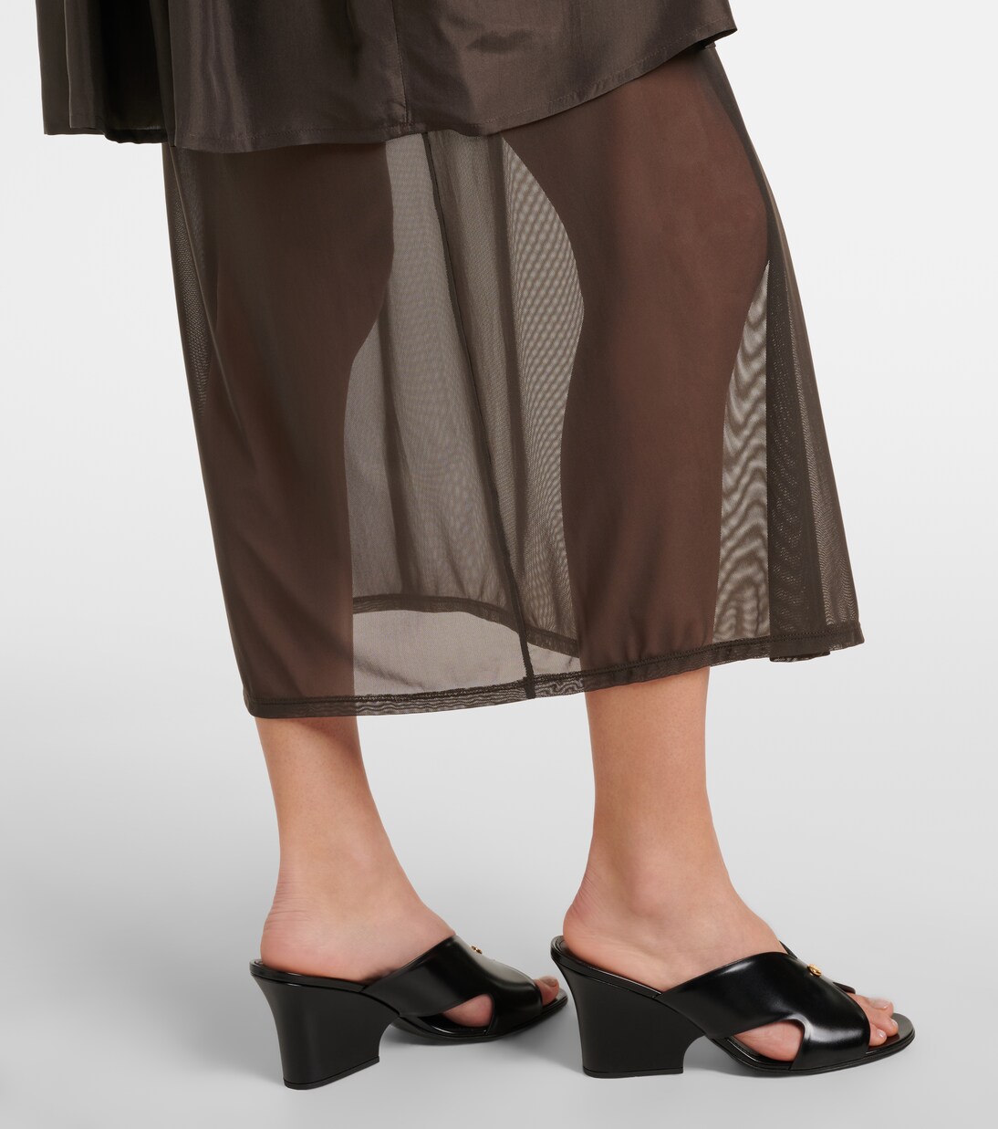 Draped semi-sheer silk midi skirt | Lemaire