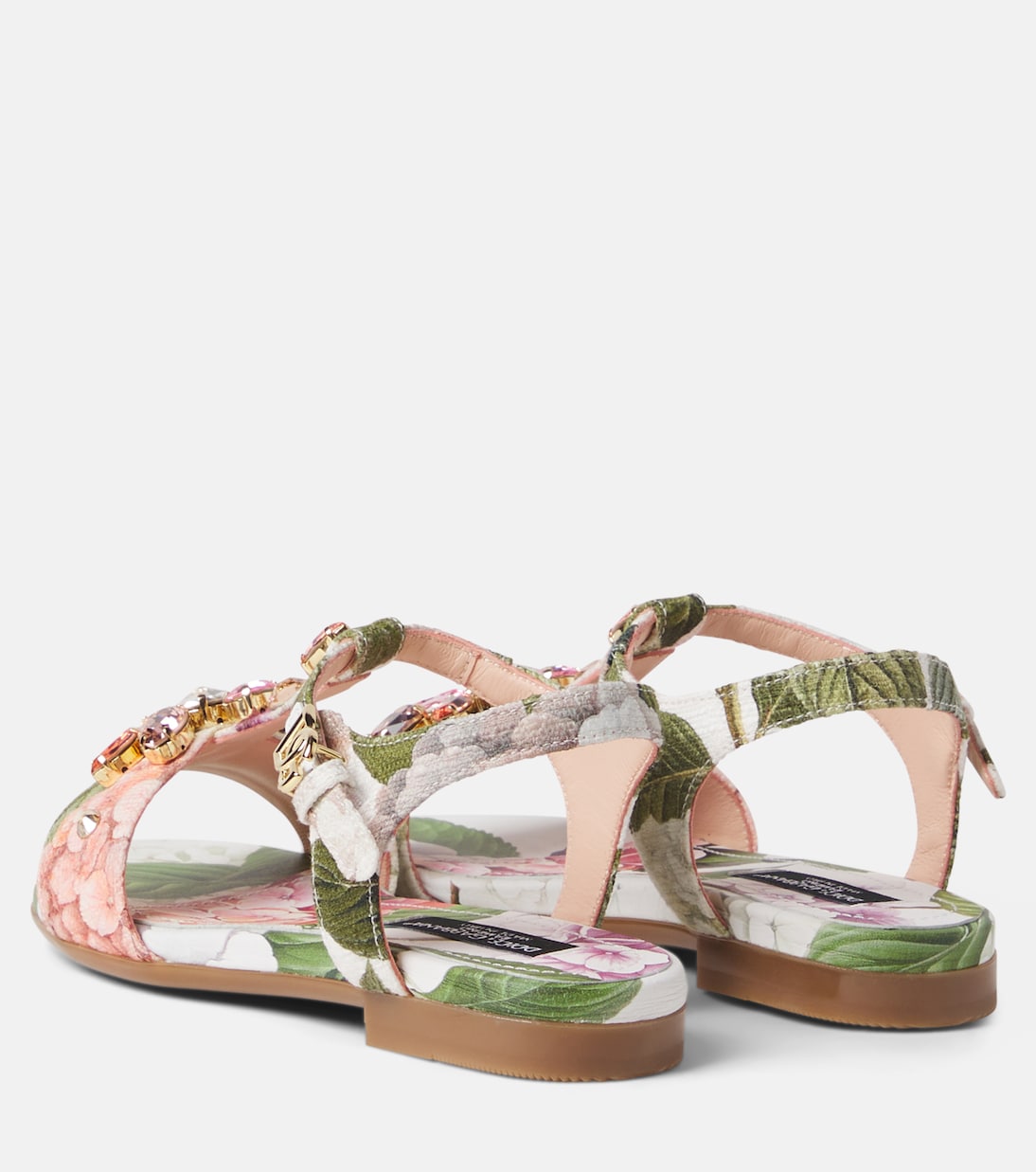 Crystal-embellished floral sandals | Dolce&Gabbana Kids