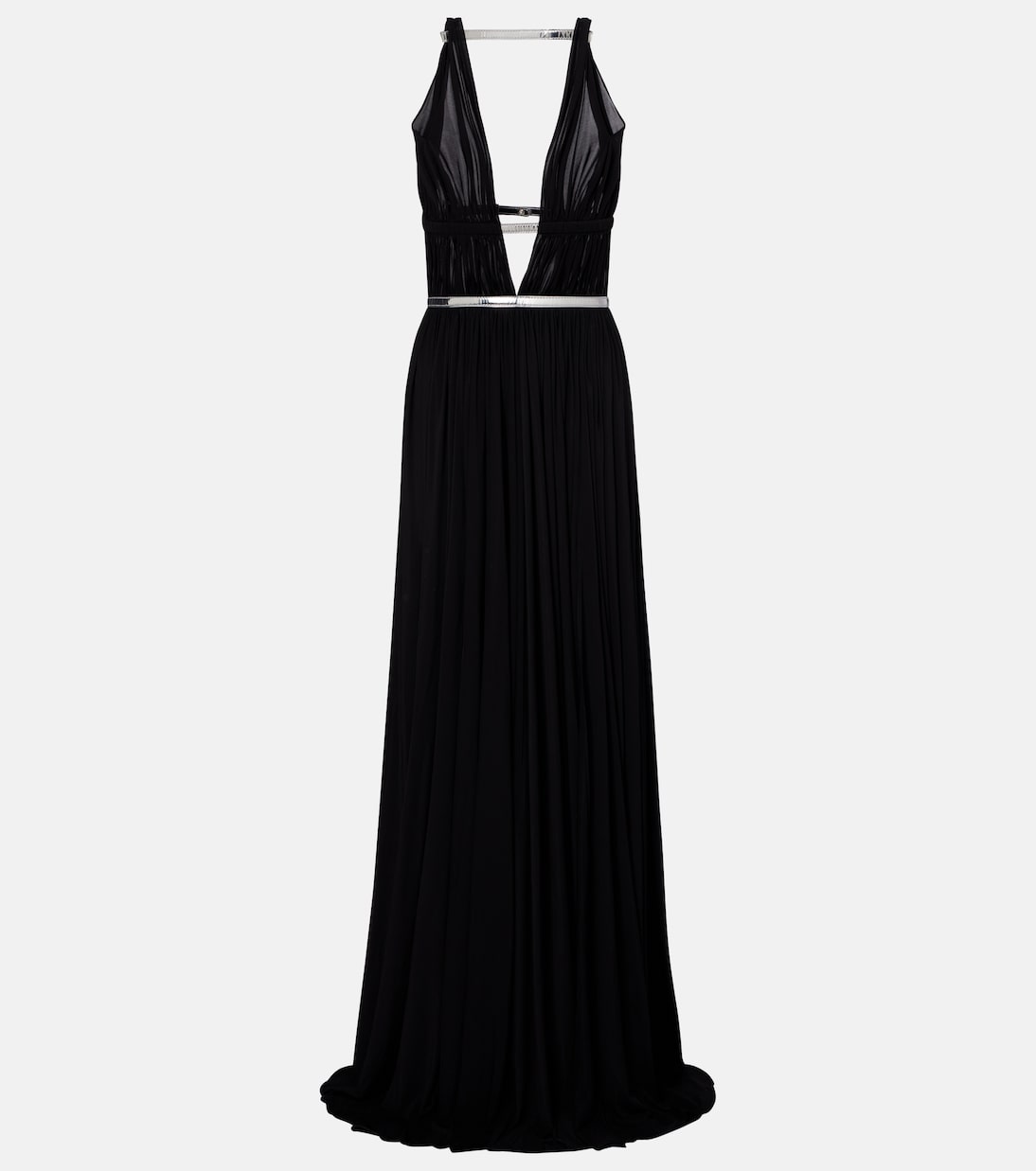 Leather-trimmed draped gown | Alaïa