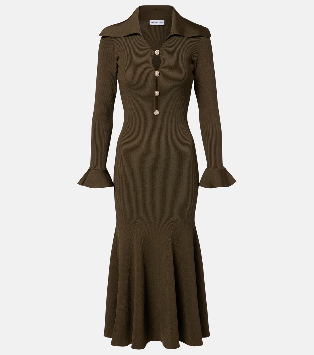 Ribbed-knit midi dress | Self-Portrait