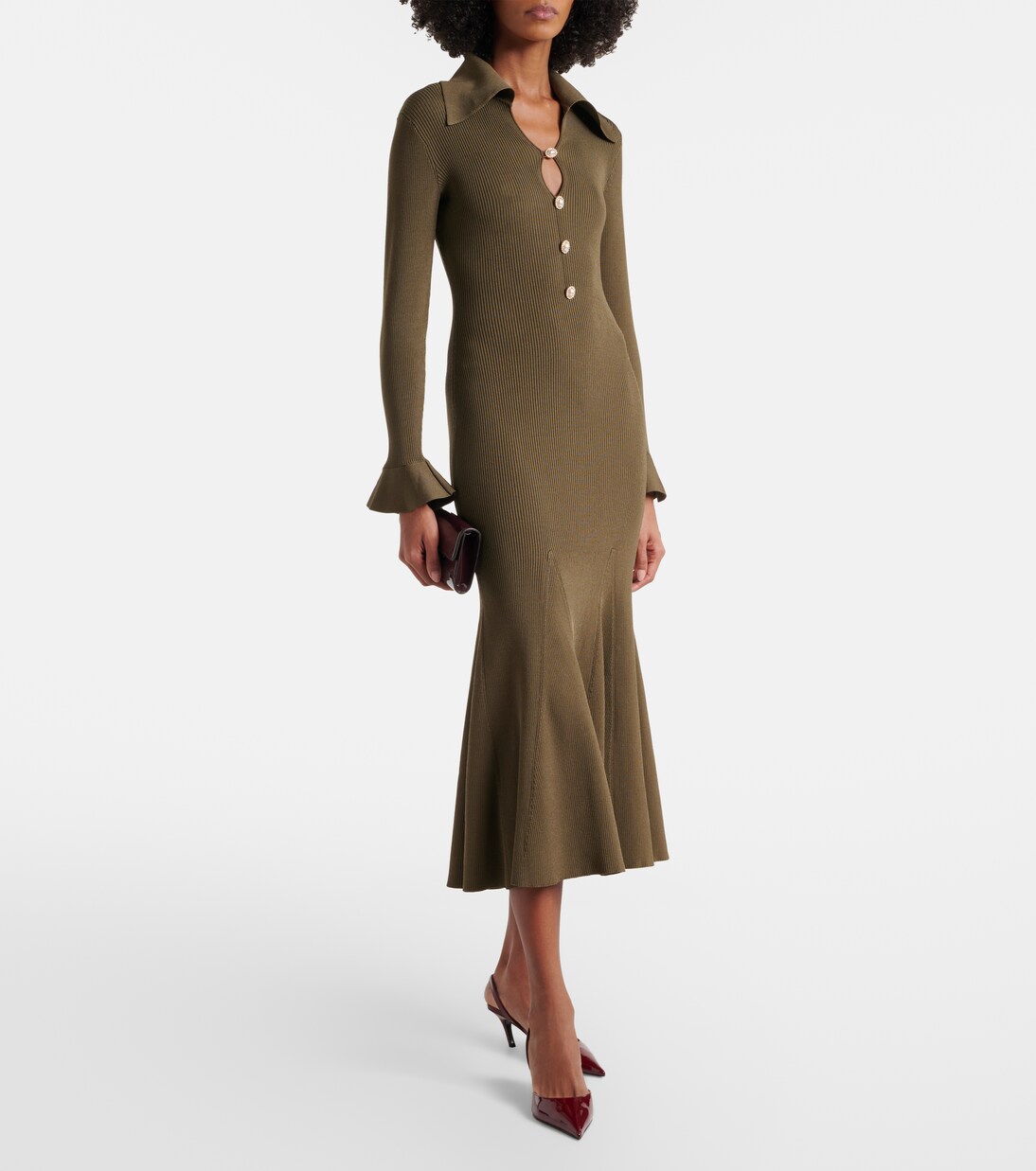 Ribbed-knit midi dress | Self-Portrait