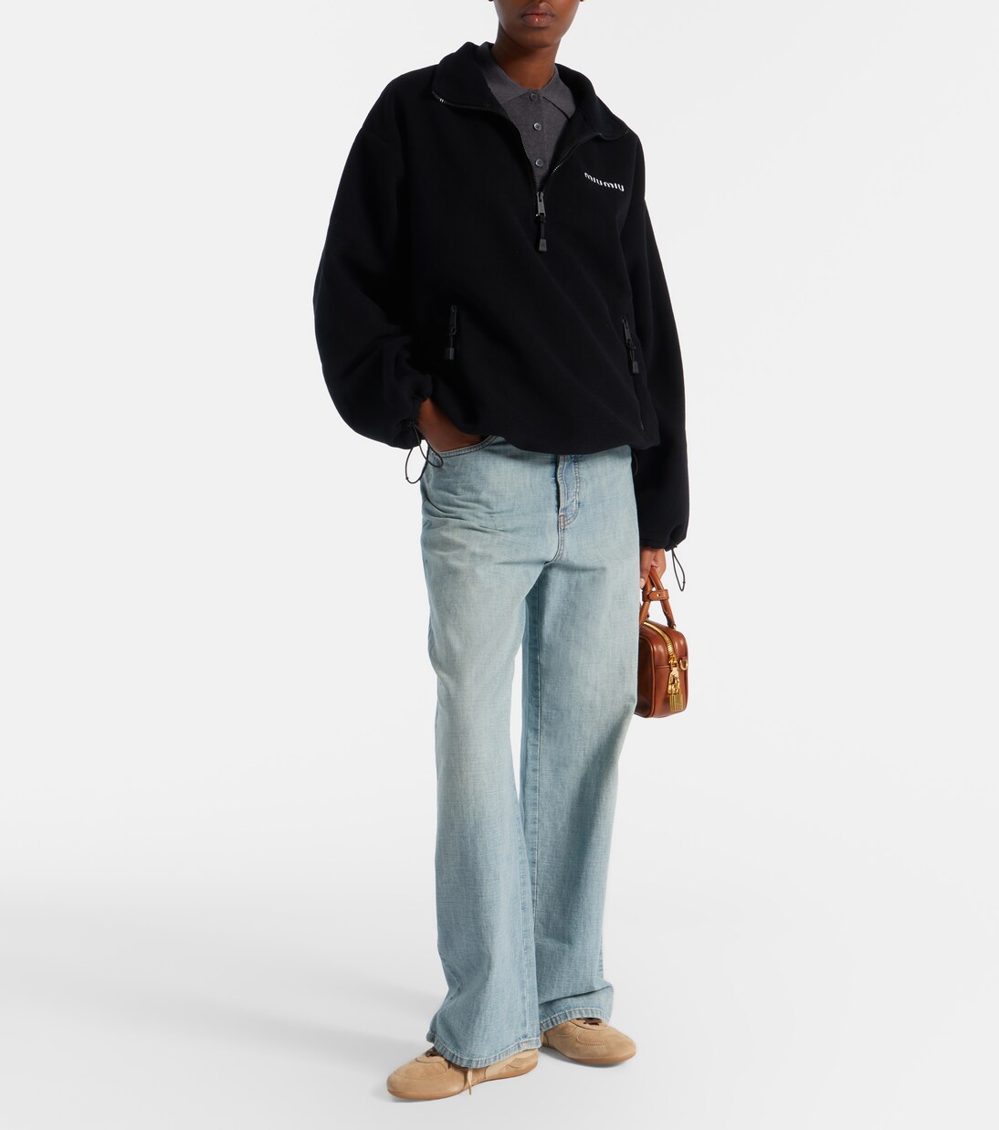 Logo wool polo sweater | Miu Miu